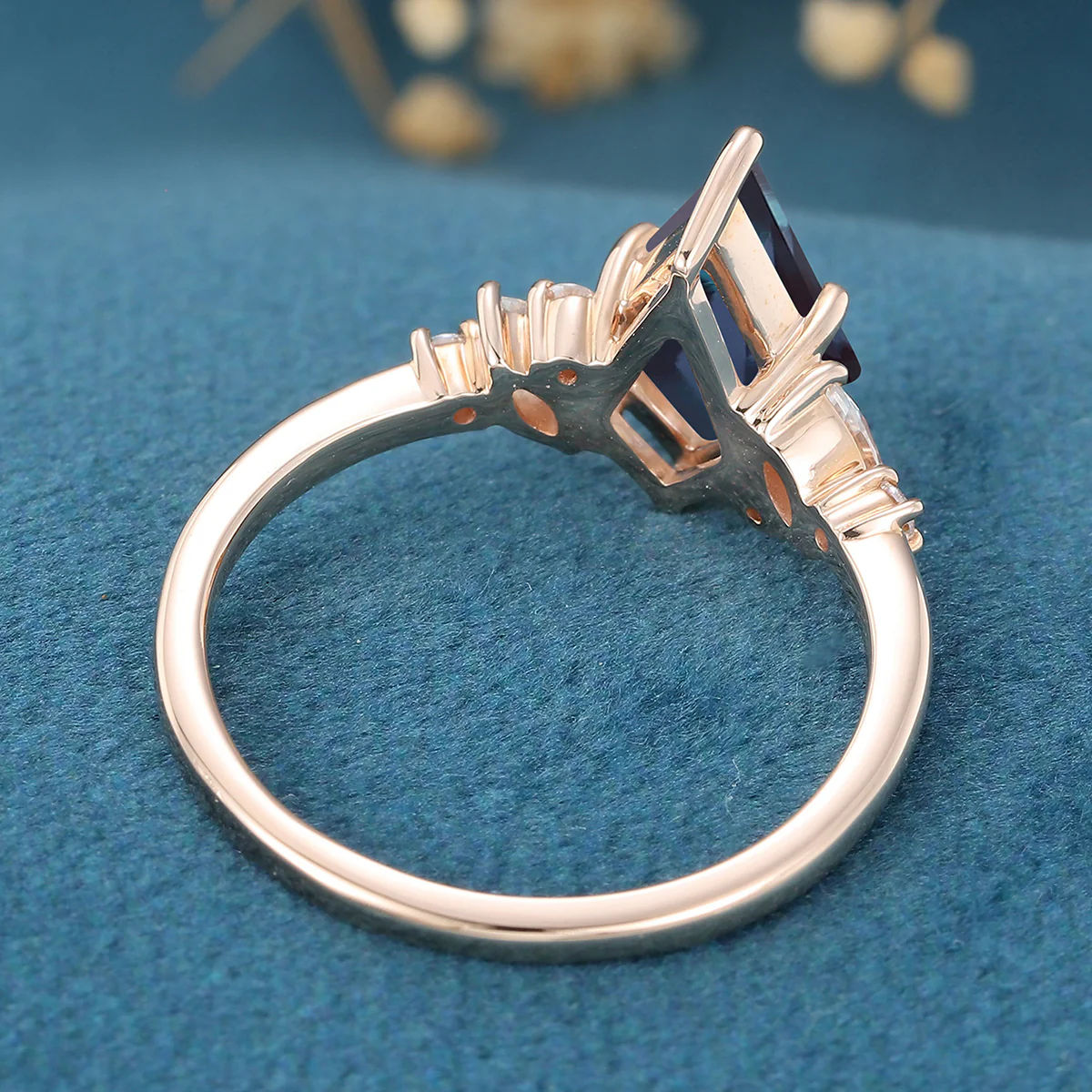 Kite Cut Lab Alexandrite Engagement Ring - Image 6