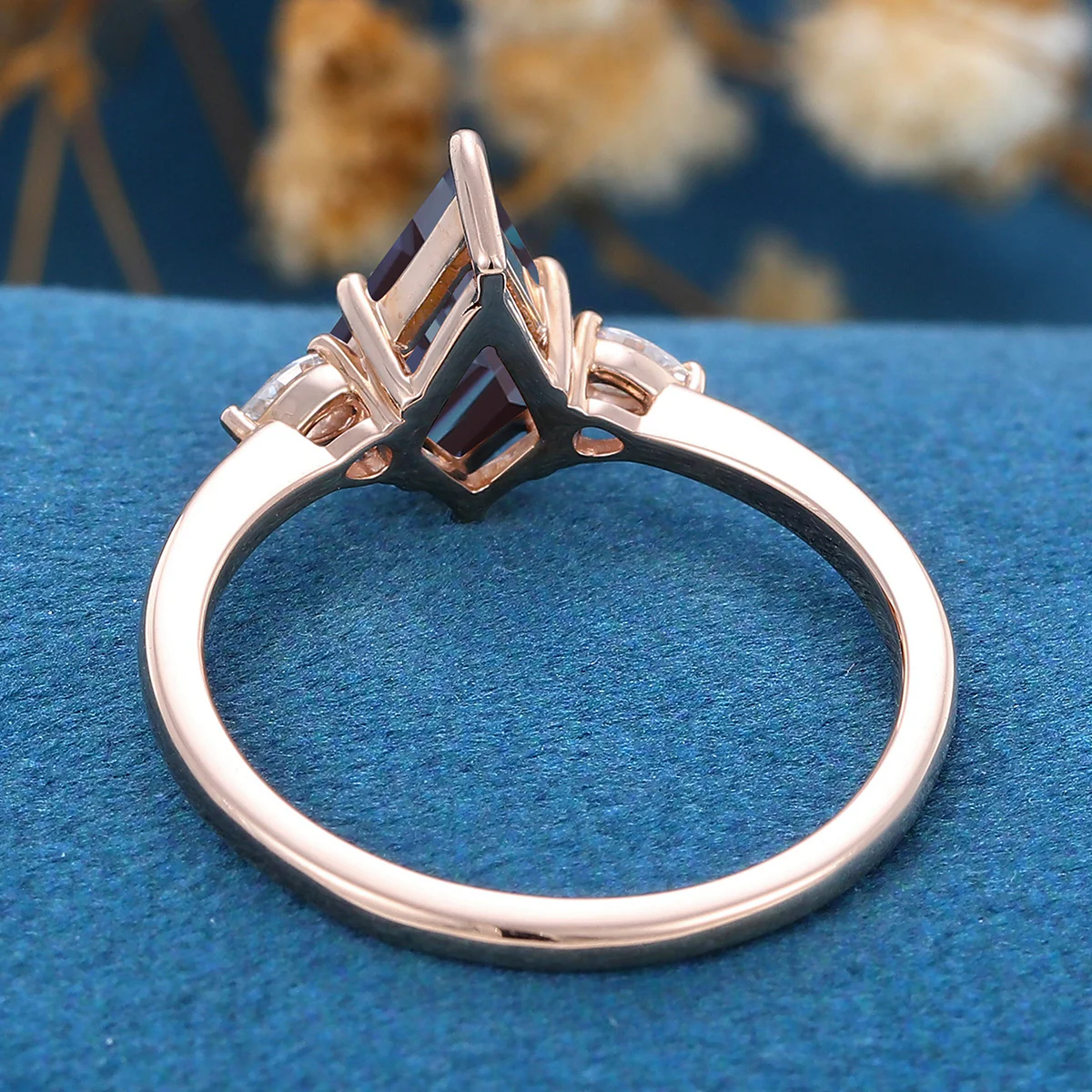 Kite Cut Lab Alexandrite Engagement Ring - Image 6