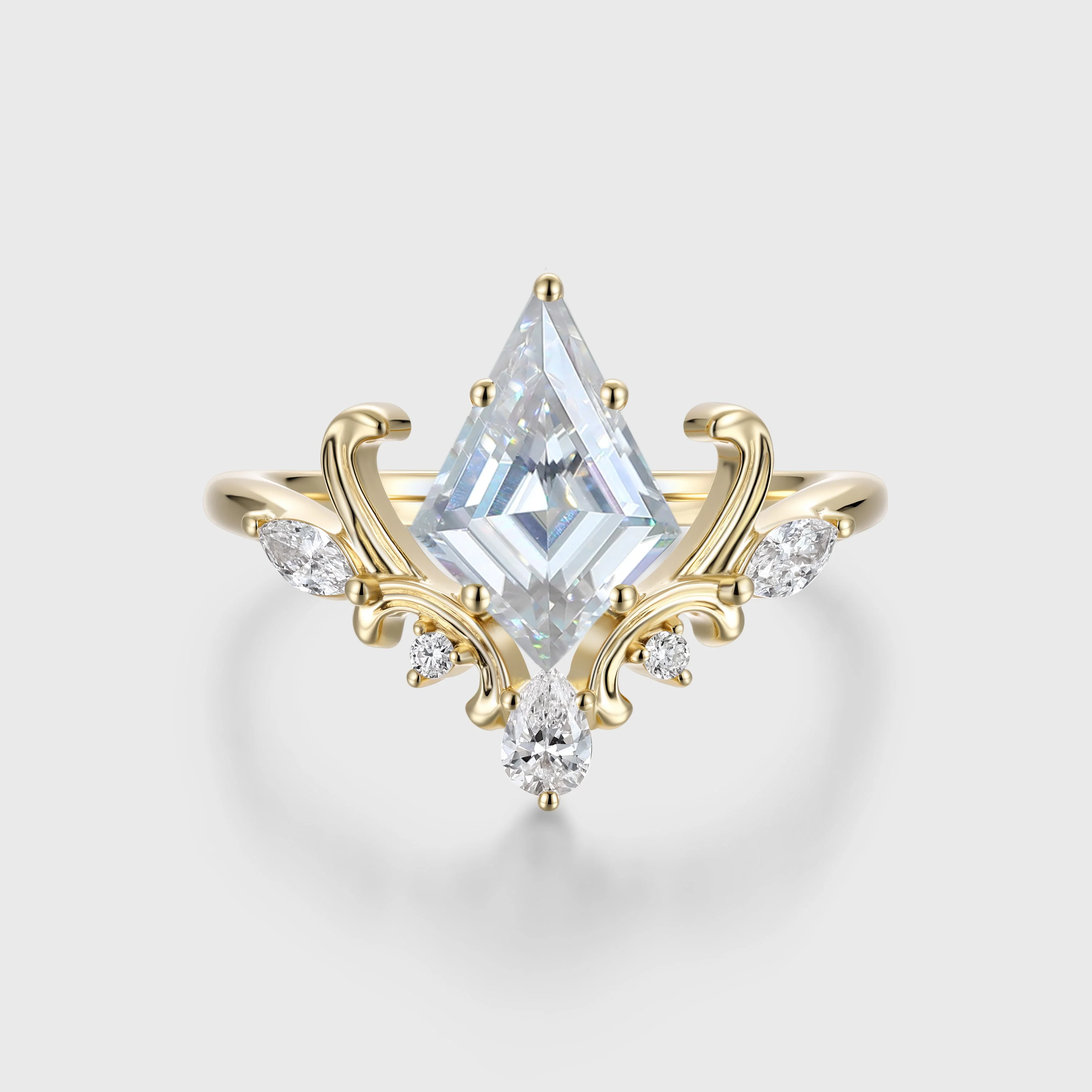 Kite Cut Moissanite Rose Gold Engagement Ring - Image 3