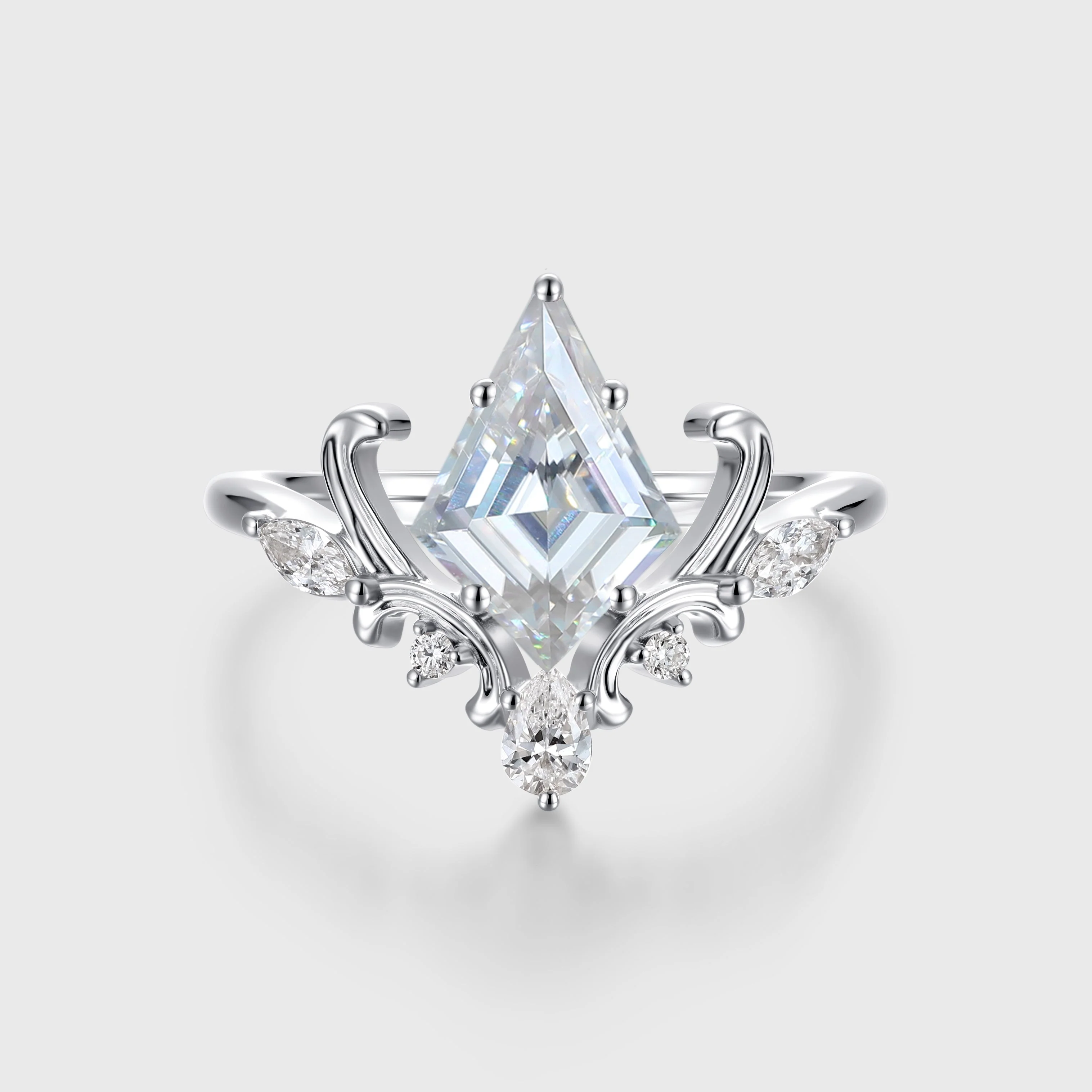 Kite Cut Moissanite Rose Gold Engagement Ring - Image 4