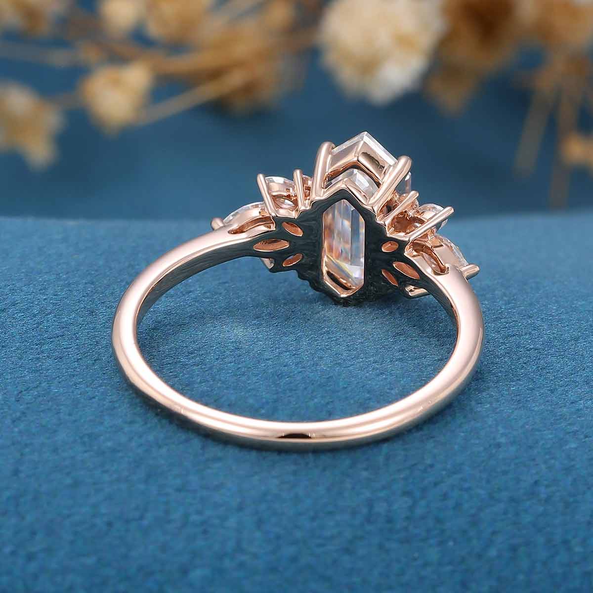 Long Hexagon cut Moissanite | Diamond Engagement ring - Image 5