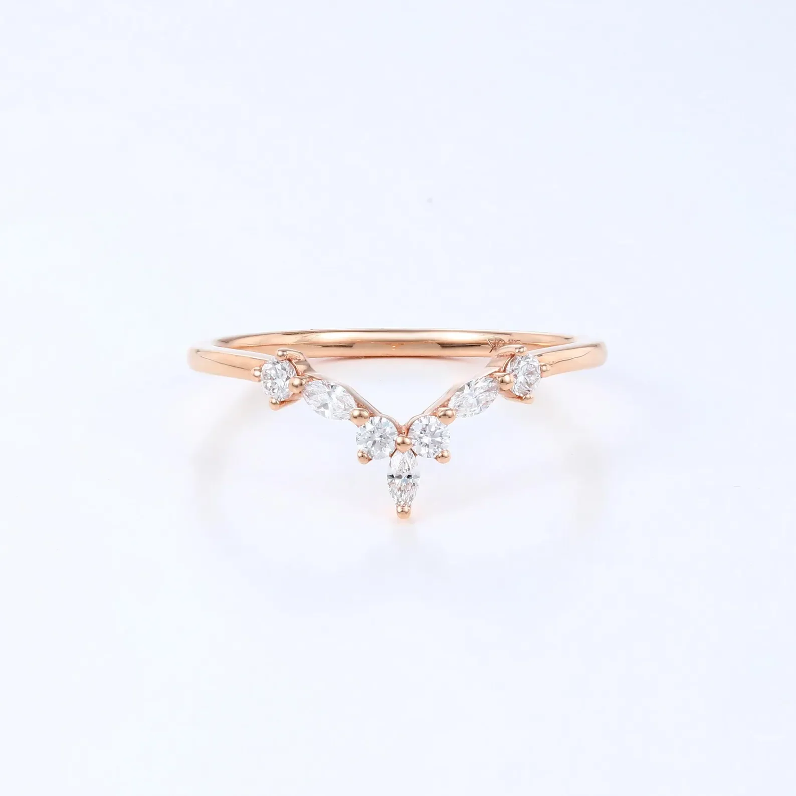 Marquise cut Diamonds | Moissanite Curved Wedding Band