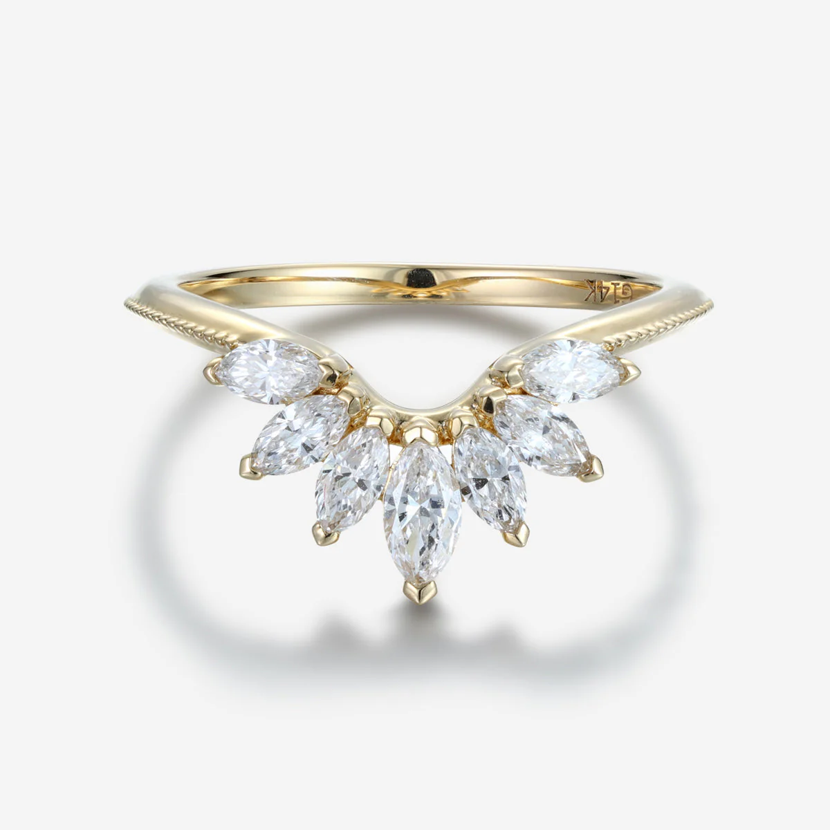 Marquise cut Moissanite Curved Wedding Band