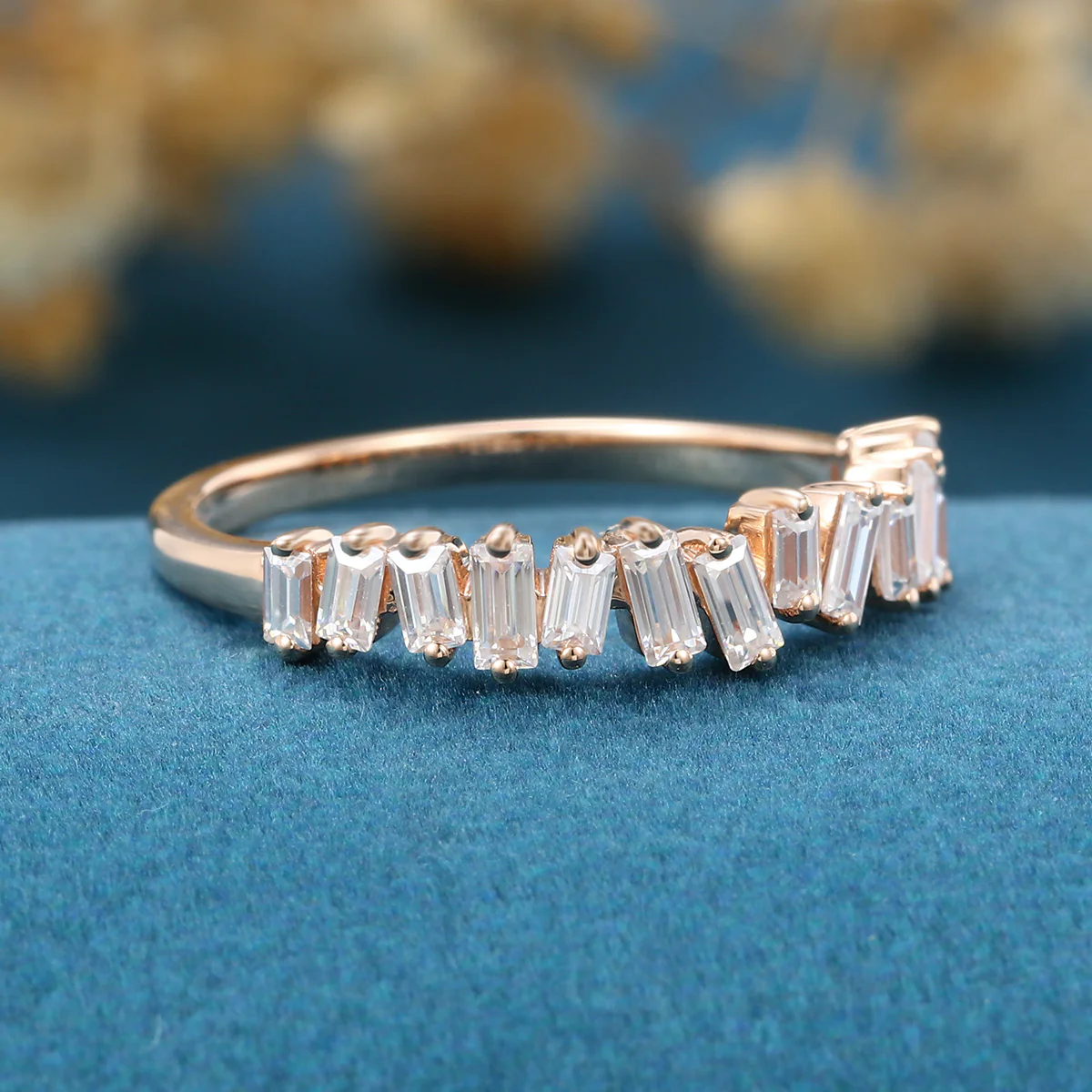 Half Eternity Baguette Cut Moissanite|Diamond Wedding Band - Image 4