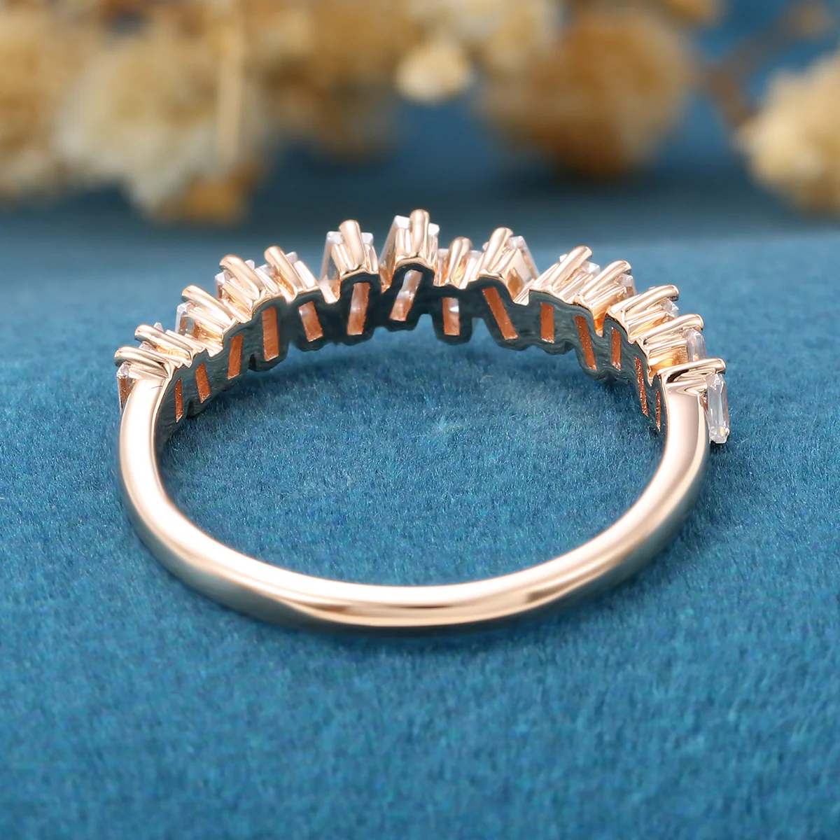Half Eternity Baguette Cut Moissanite|Diamond Wedding Band - Image 6