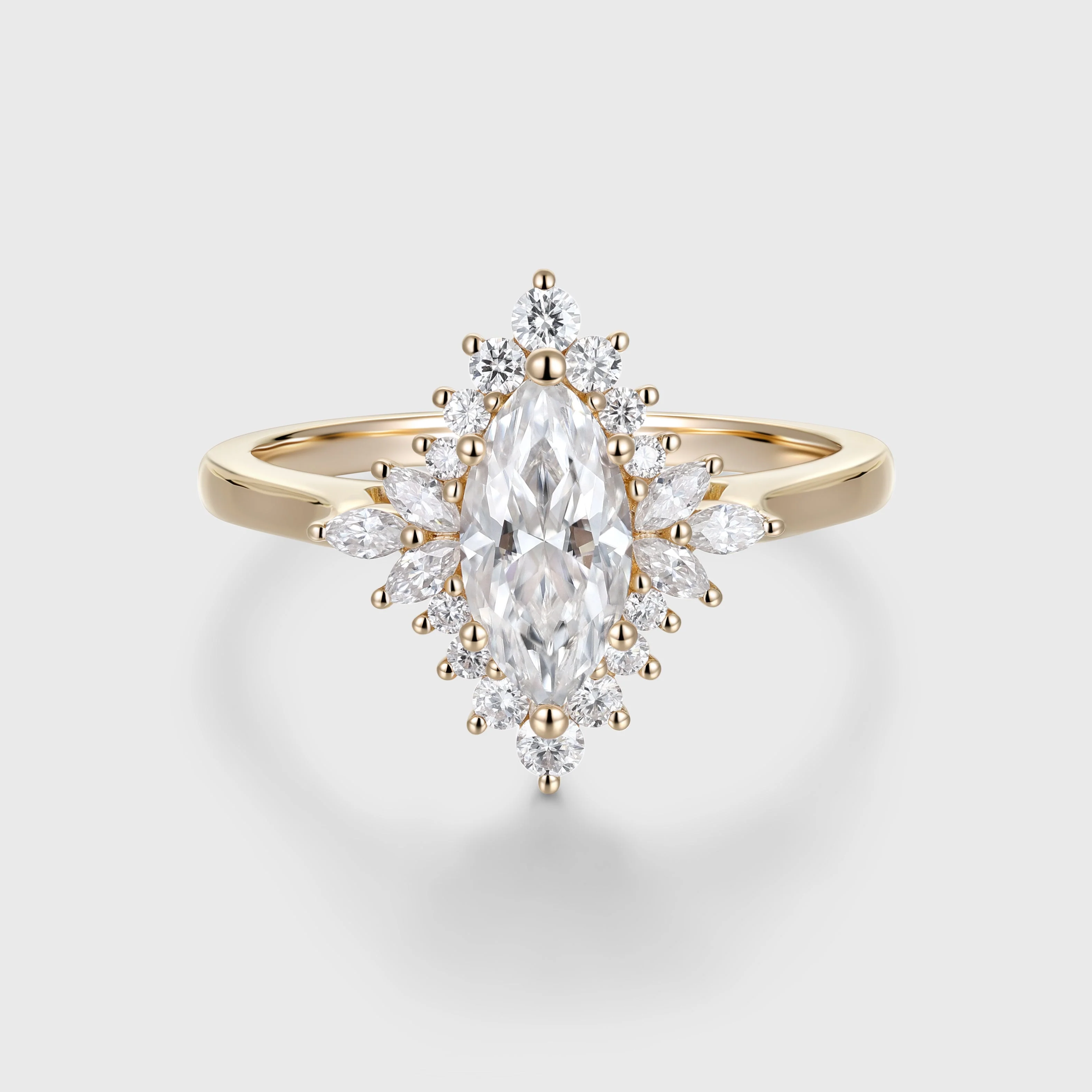 Marquise cut Moissanite Matching Gold Engagement Ring - Image 3
