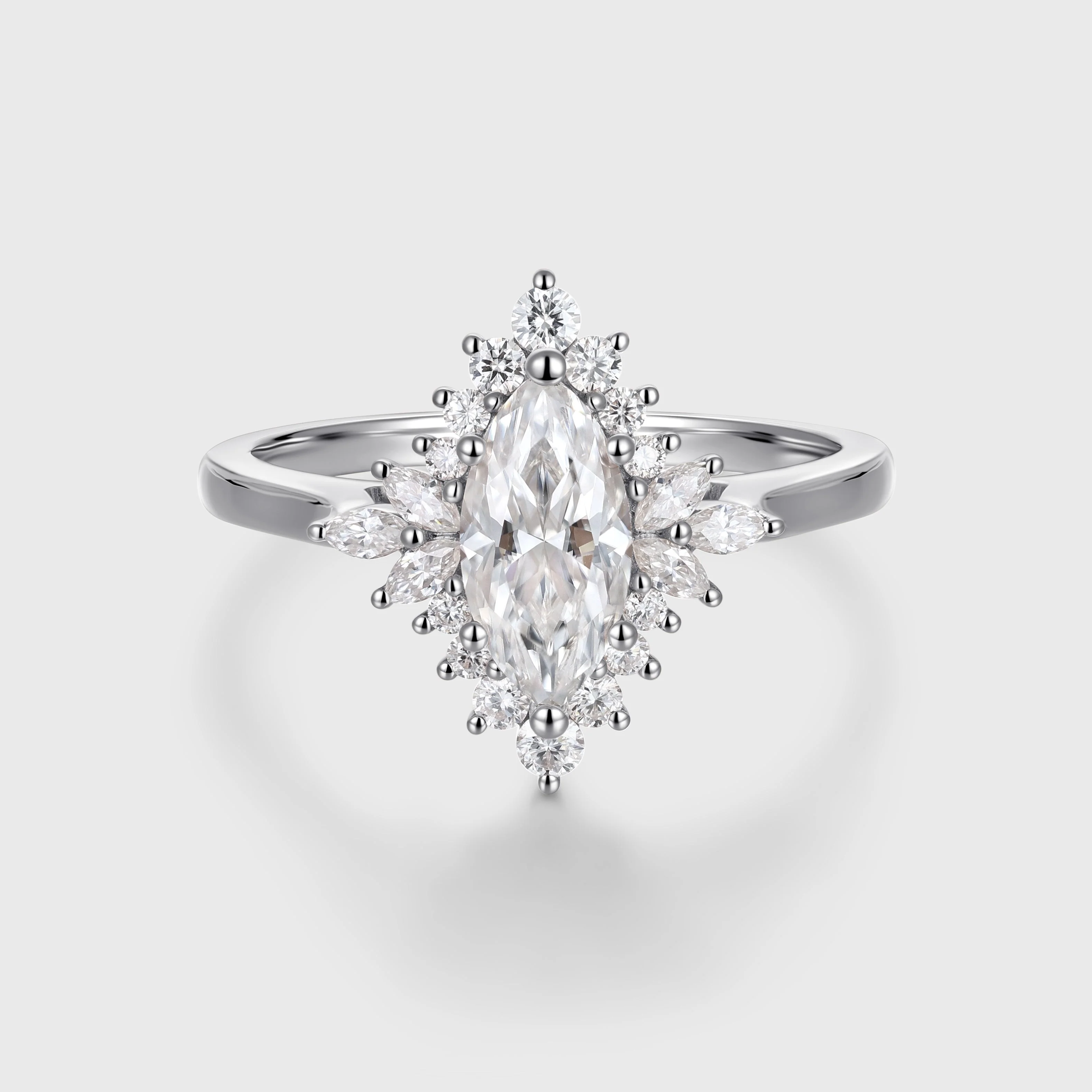 Marquise cut Moissanite Matching Gold Engagement Ring - Image 4
