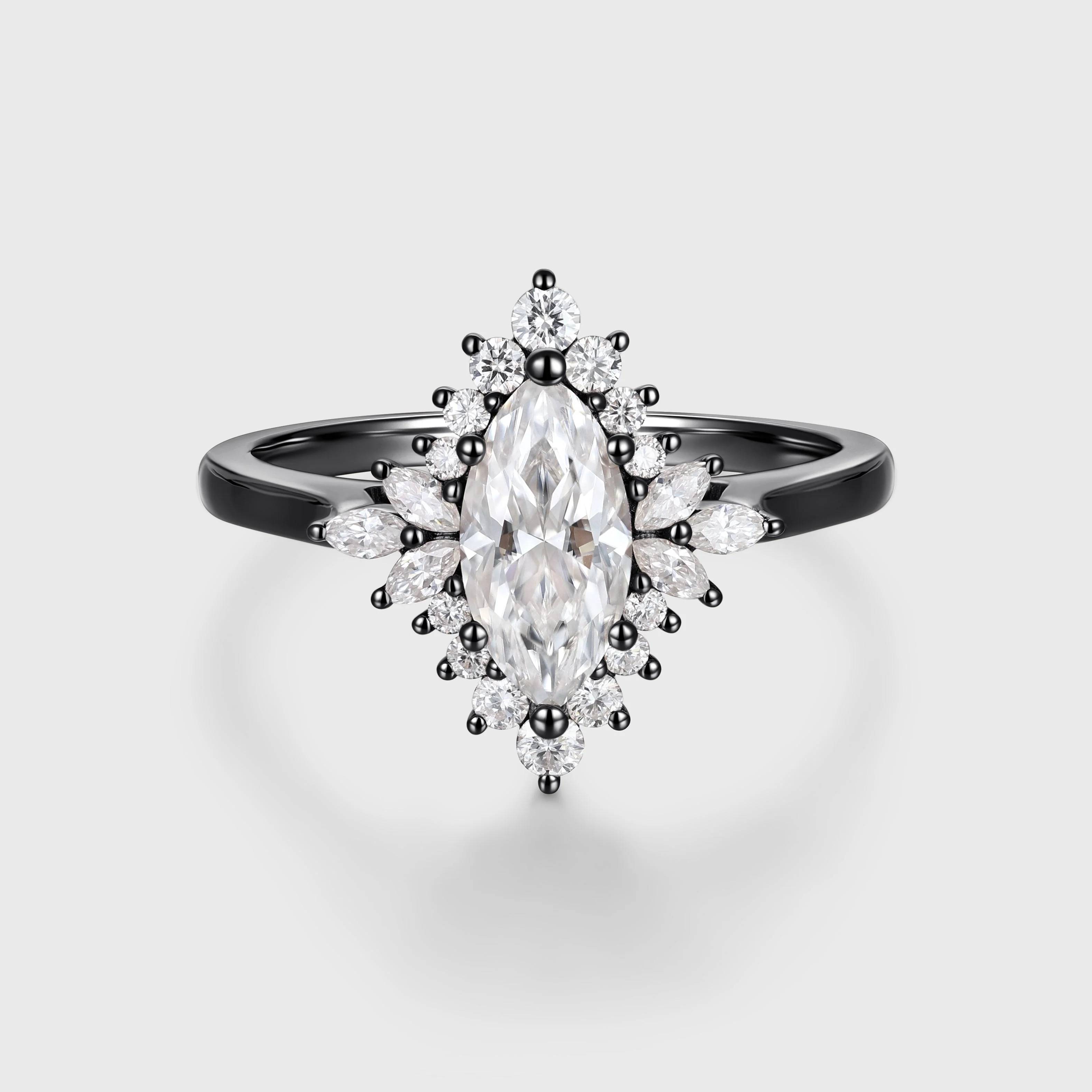 Marquise cut Moissanite Matching Gold Engagement Ring - Image 5