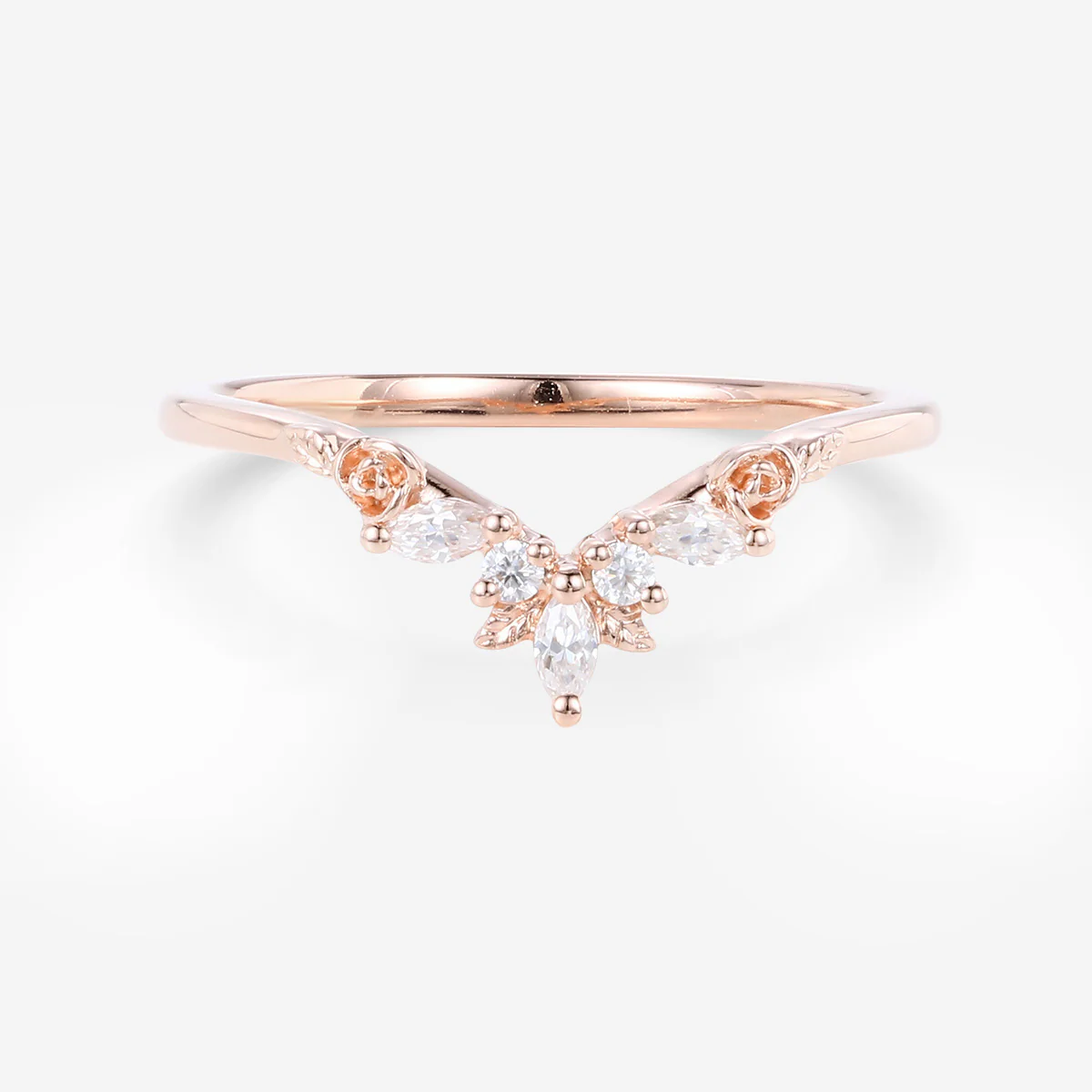 Marquise cut Moissanite | Natural Diamonds | Lab Grow Diamonds Curved Wedding Band Ring