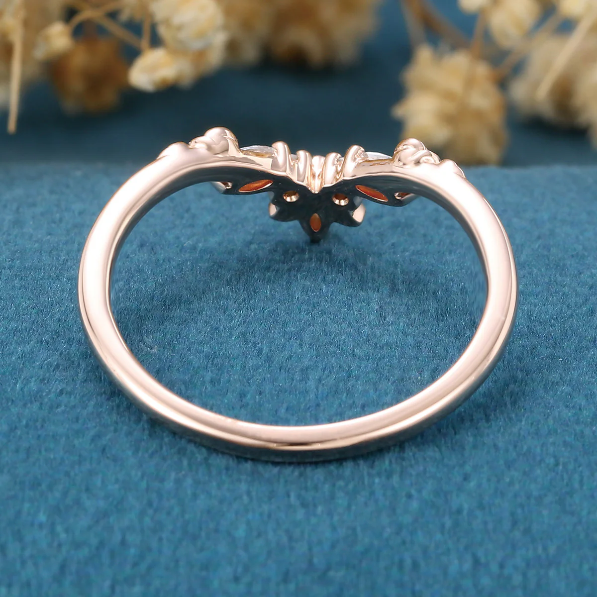 Marquise cut Moissanite | Natural Diamonds | Lab Grow Diamonds Curved Wedding Band Ring - Image 6