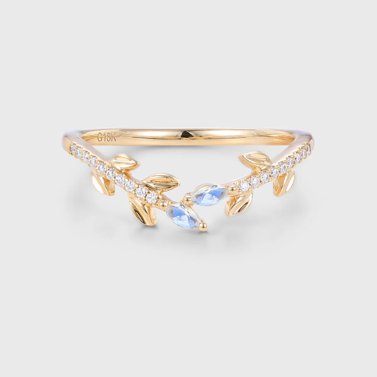 Marquise cut Moonstone Curved Wedding Band
