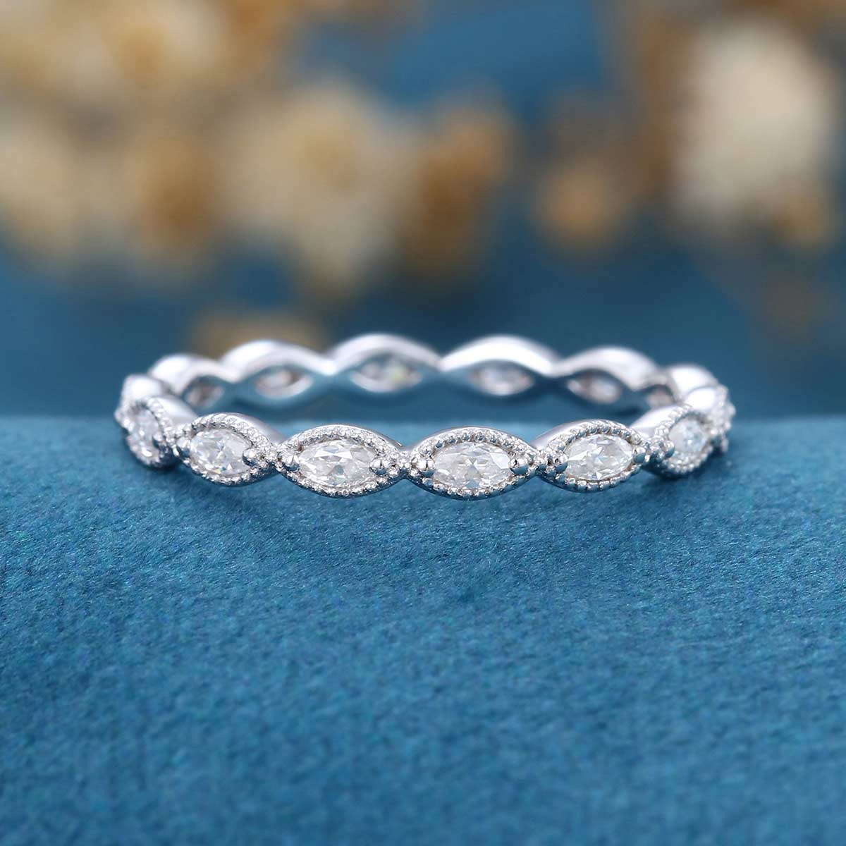 Moissanite | Diamond Fully Eternity Straight Wedding Band - Image 3
