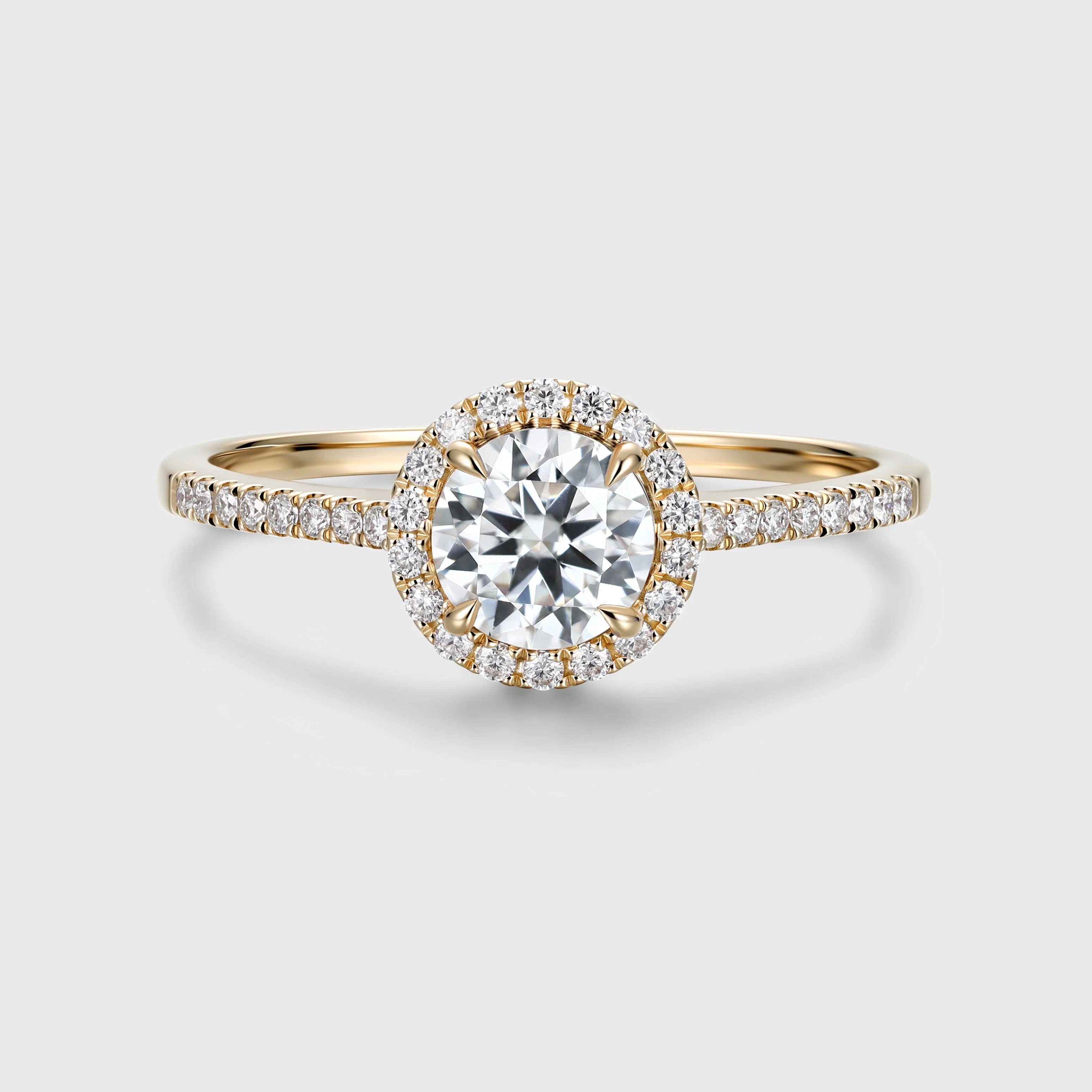 Round cut Halo Moissanite Half Eternity Engagement Ring - Image 3