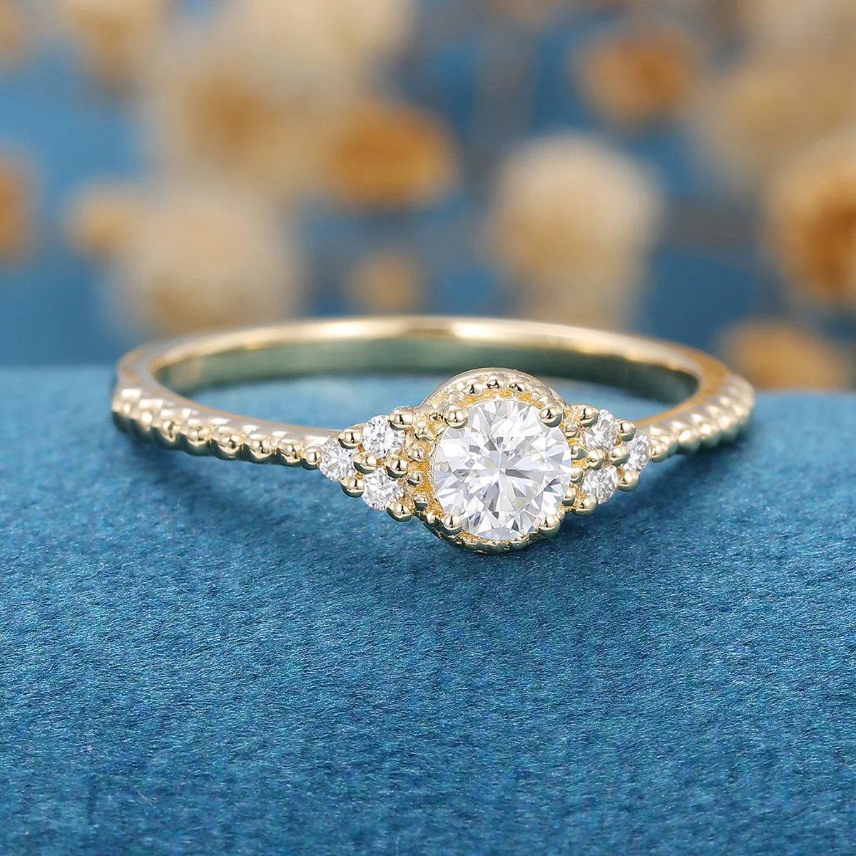 Round cut Moissanite Twisted Engagement Ring - Image 3