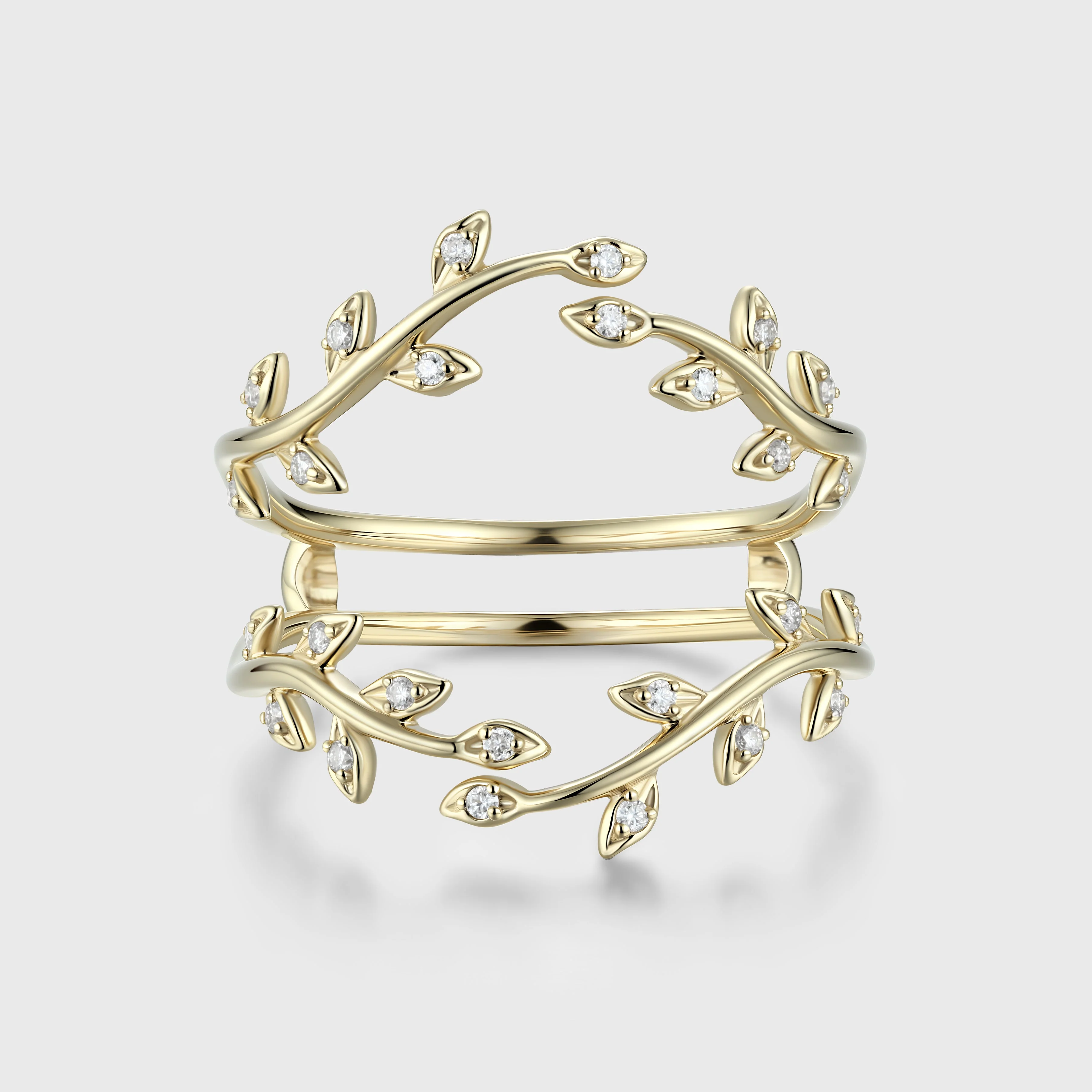 Nature Inspired moissanite | Diamonds Leaf branch stacking Gold wedding ring - Image 3