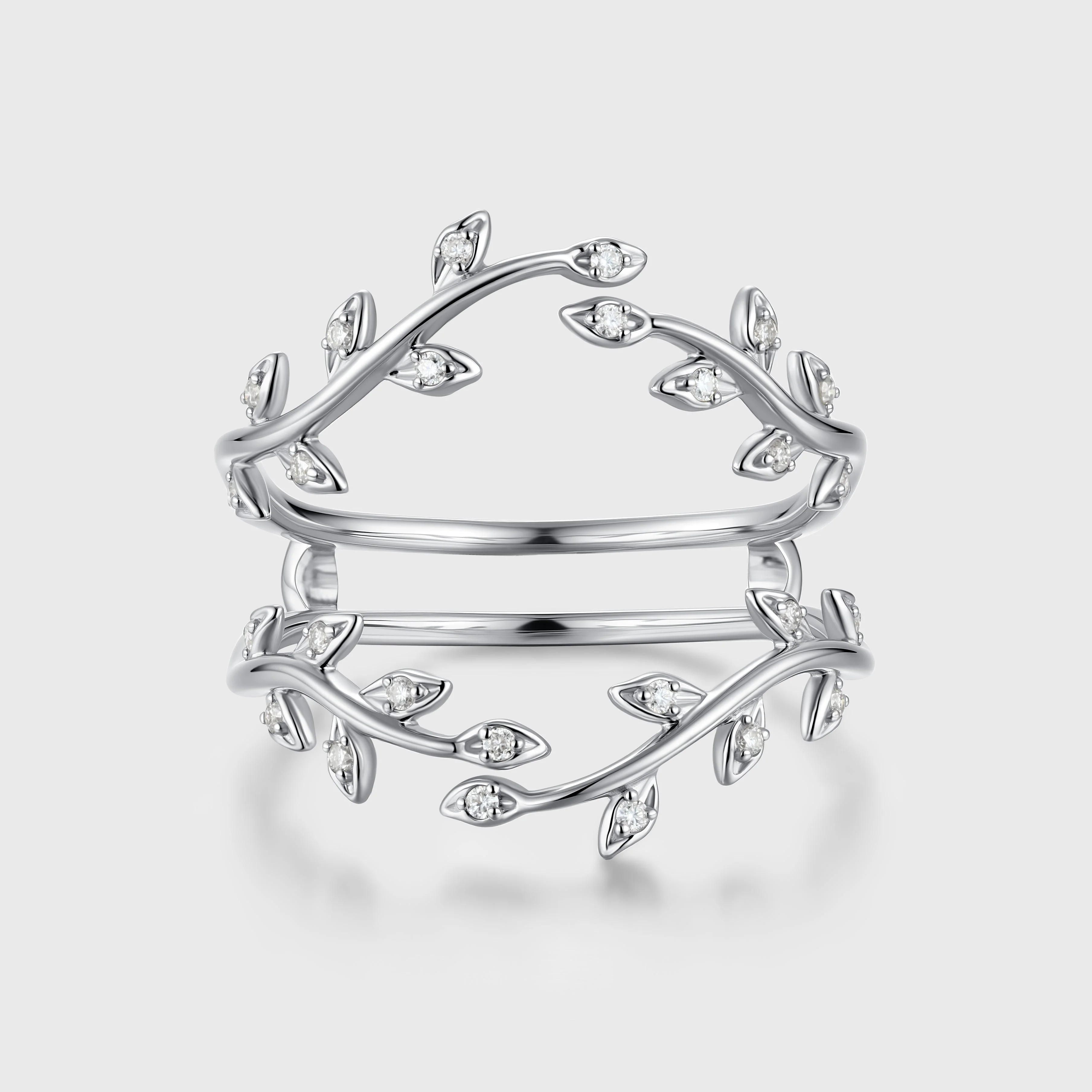 Nature Inspired moissanite | Diamonds Leaf branch stacking Gold wedding ring - Image 4
