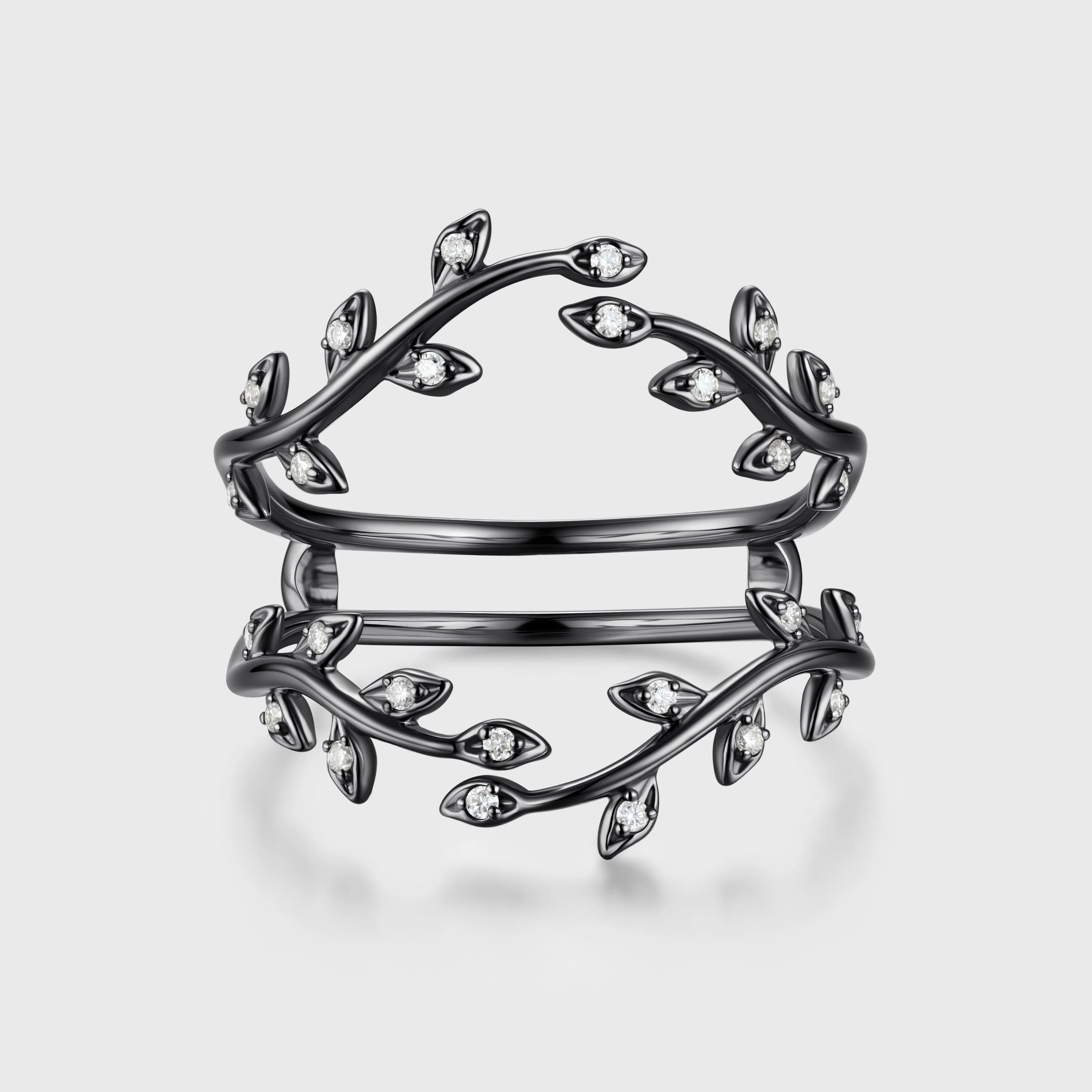 Nature Inspired moissanite | Diamonds Leaf branch stacking Gold wedding ring - Image 5