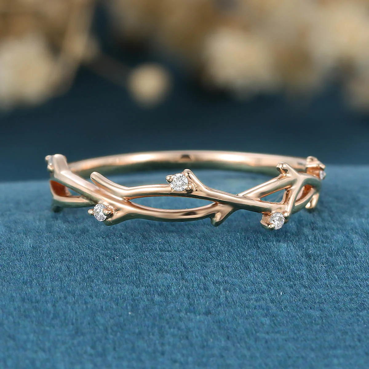 Nature Inspired Moissanite | Diamonds Leaf branch stacking Gold wedding ring - Image 9