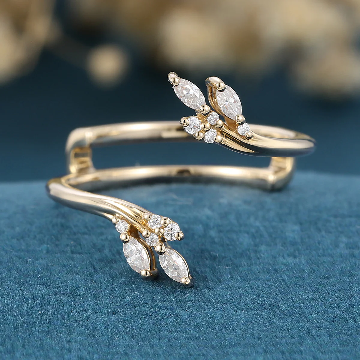 Nature Inspired moissanite | Diamonds Leaf branch stacking Gold wedding ring - Image 10