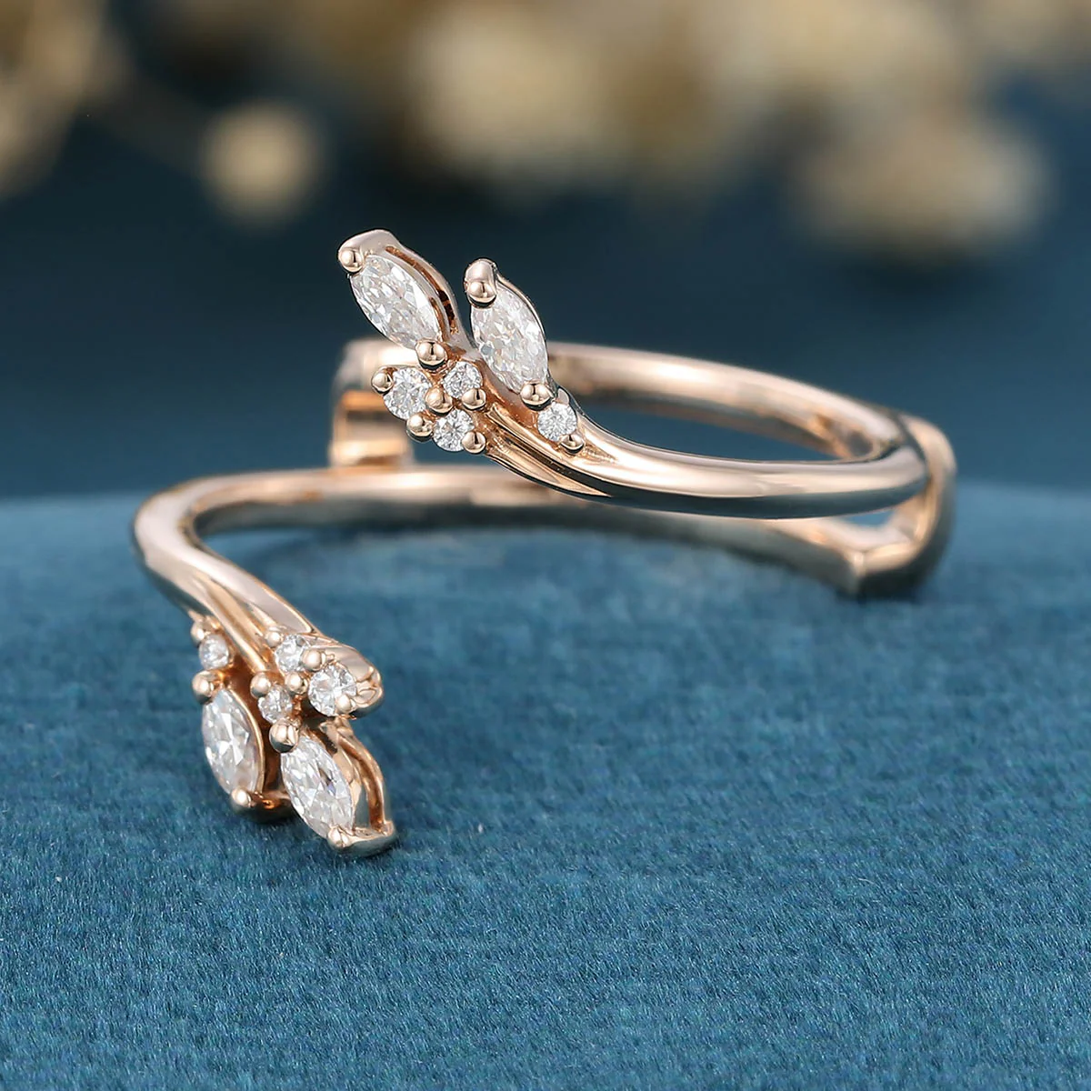 Nature Inspired moissanite | Diamonds Leaf branch stacking Gold wedding ring - Image 5