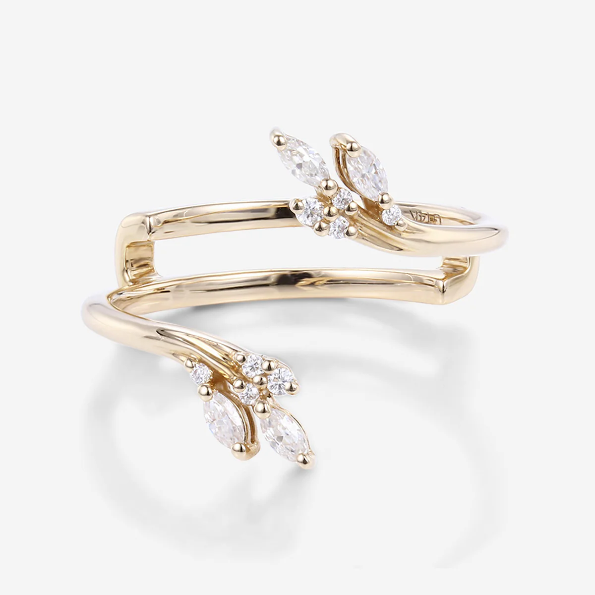 Nature Inspired moissanite | Diamonds Leaf branch stacking Gold wedding ring - Image 9