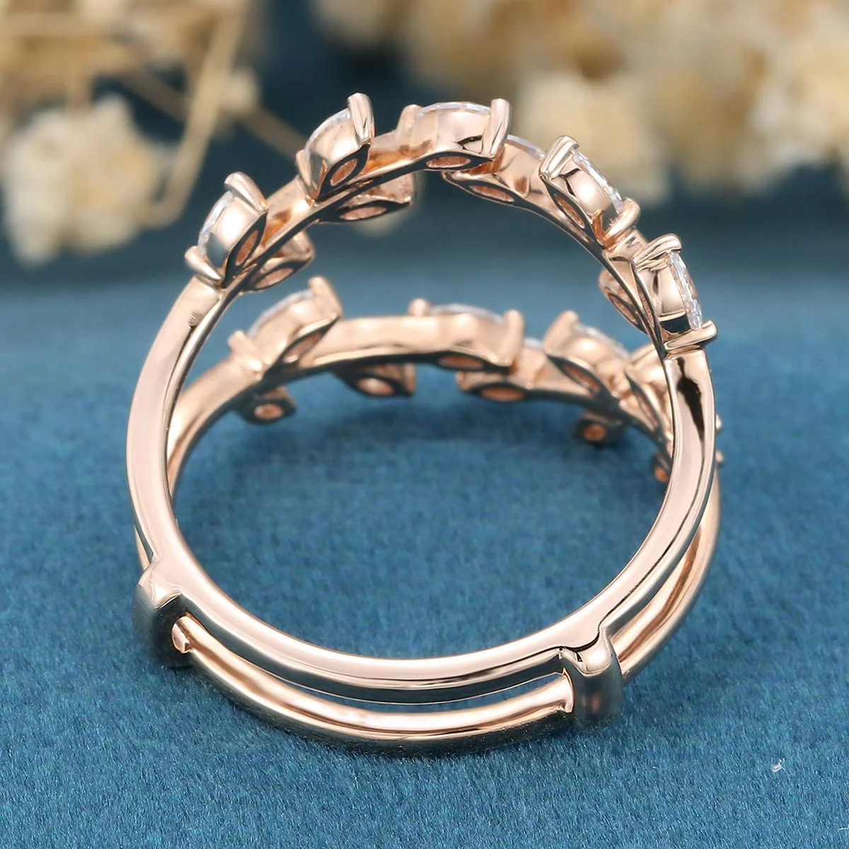 Nature Inspired moissanite | Diamonds Leaf branch stacking Gold wedding ring - Image 6