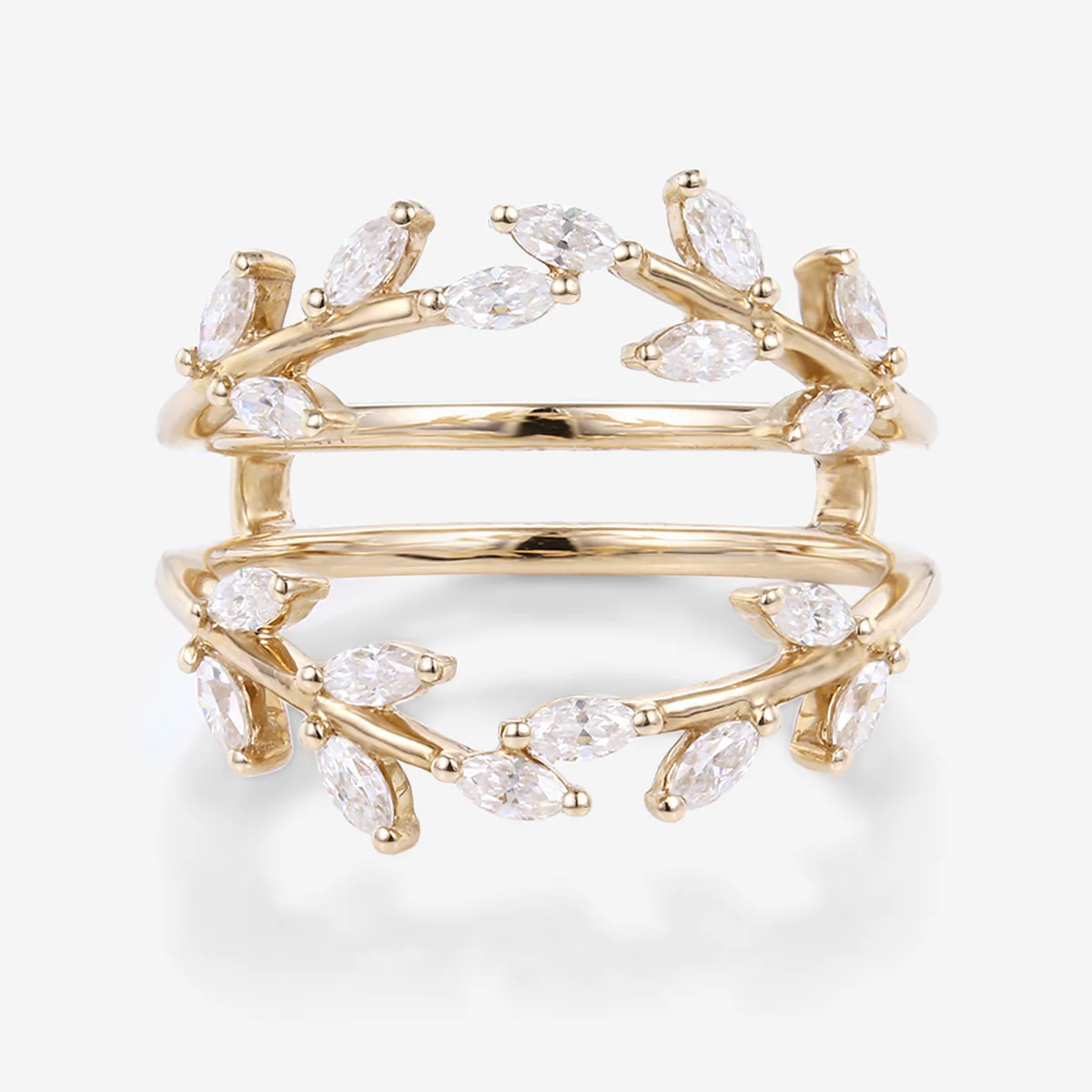 Nature Inspired moissanite | Diamonds Leaf branch stacking Gold wedding ring - Image 9
