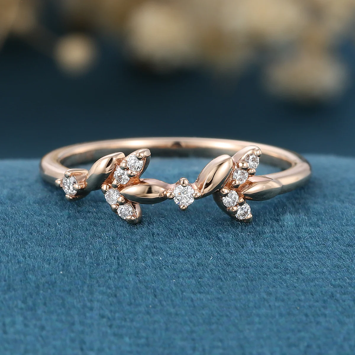 Nature Inspired moissanite | Diamonds Leaf branch stacking Gold wedding ring - Image 3