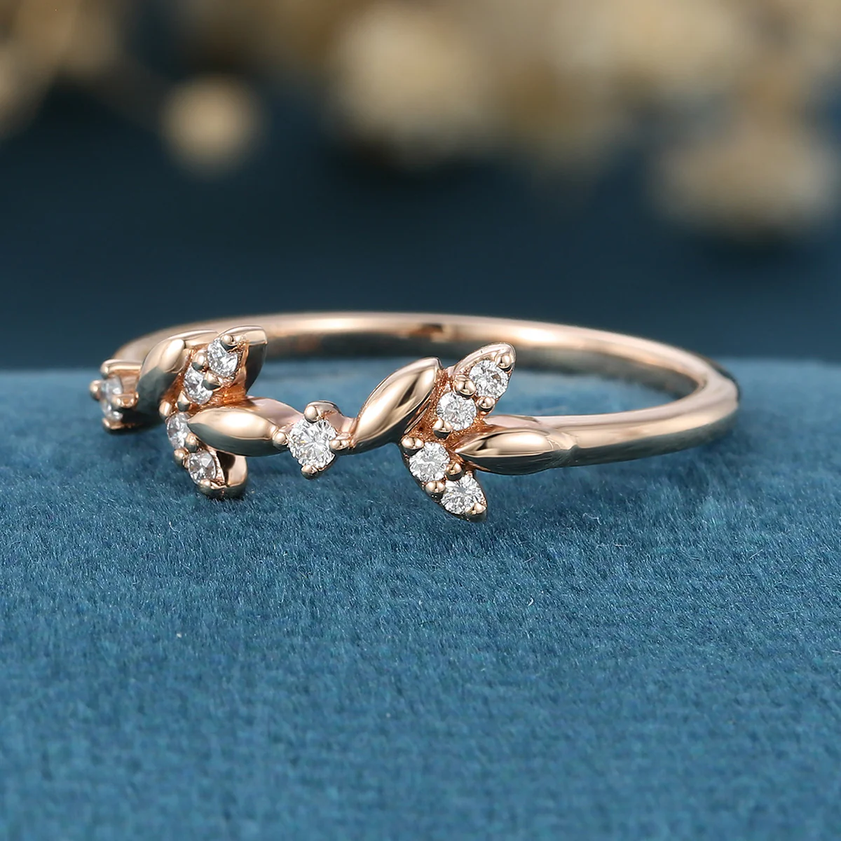 Nature Inspired moissanite | Diamonds Leaf branch stacking Gold wedding ring - Image 5