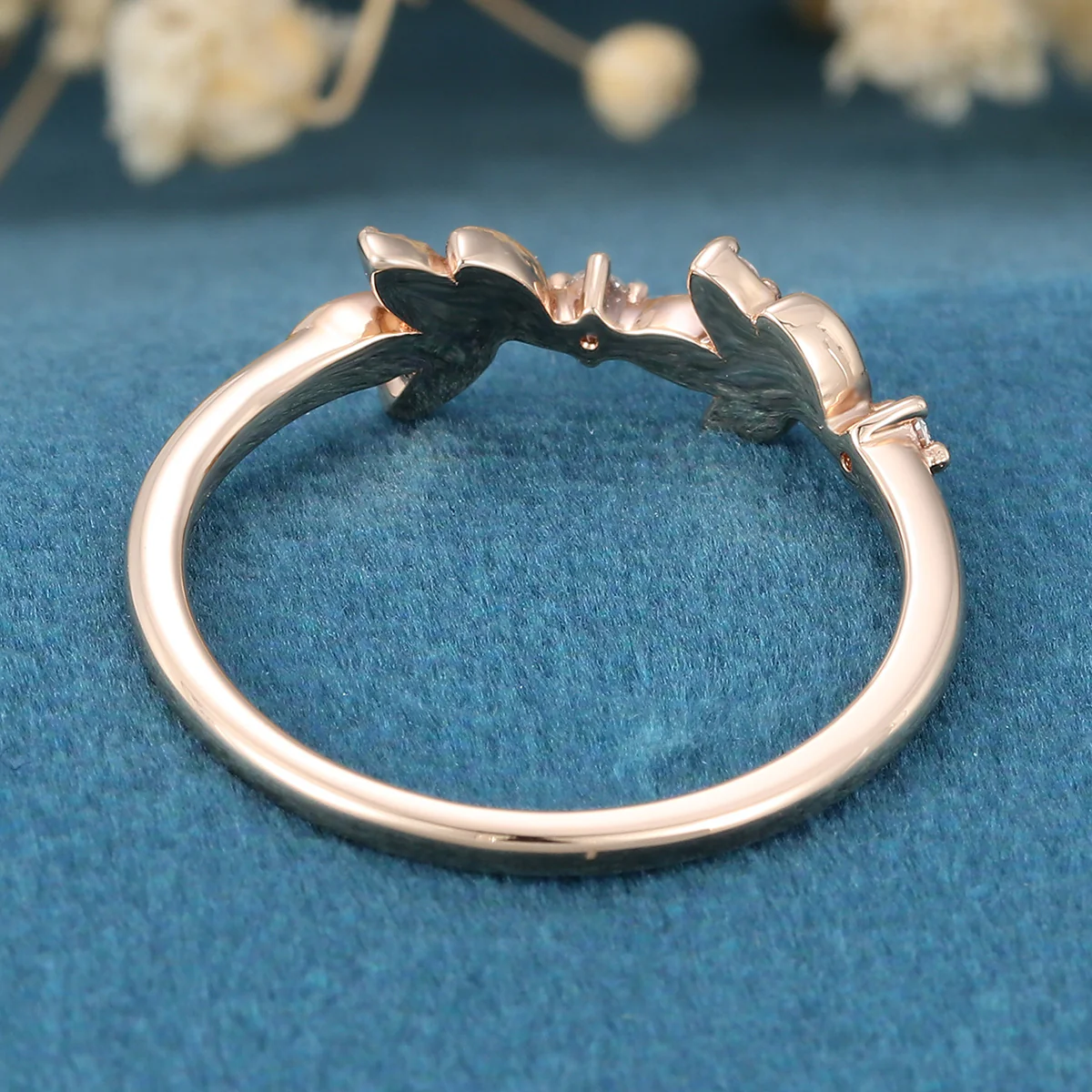 Nature Inspired moissanite | Diamonds Leaf branch stacking Gold wedding ring - Image 6