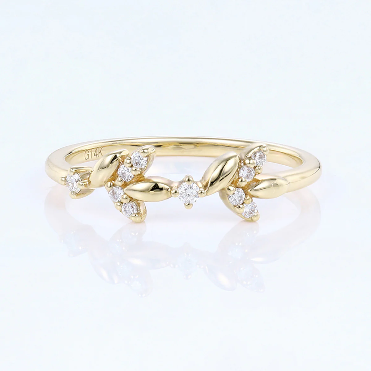 Nature Inspired moissanite | Diamonds Leaf branch stacking Gold wedding ring - Image 8