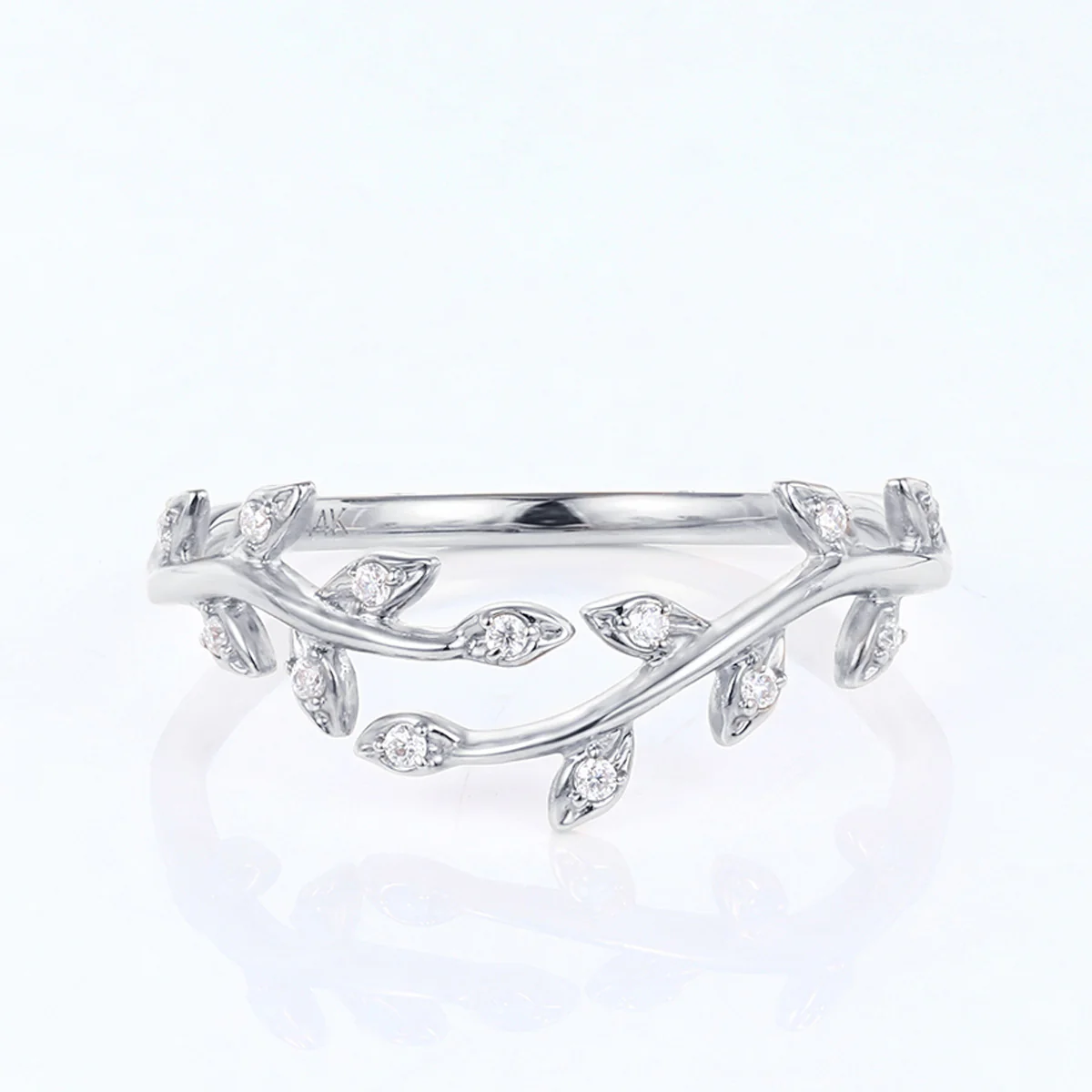 Nature Inspired moissanite | Diamonds Leaf branch stacking Gold wedding ring - Image 8