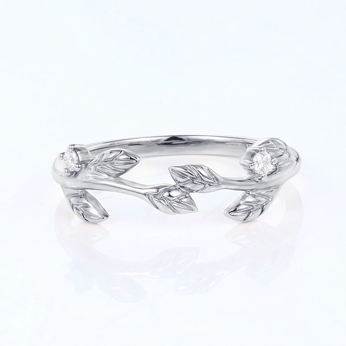 Nature Inspired moissanite | Diamonds Leaf branch stacking wedding ring - Image 8