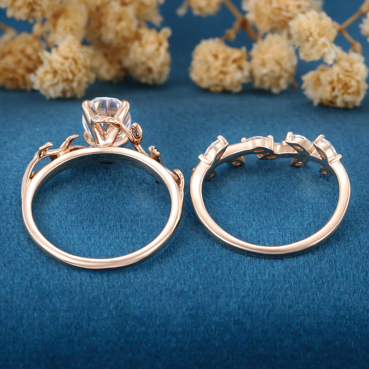 Nature Inspired Oval Cut Lab-Grown Diamond Bridal Set - Image 7