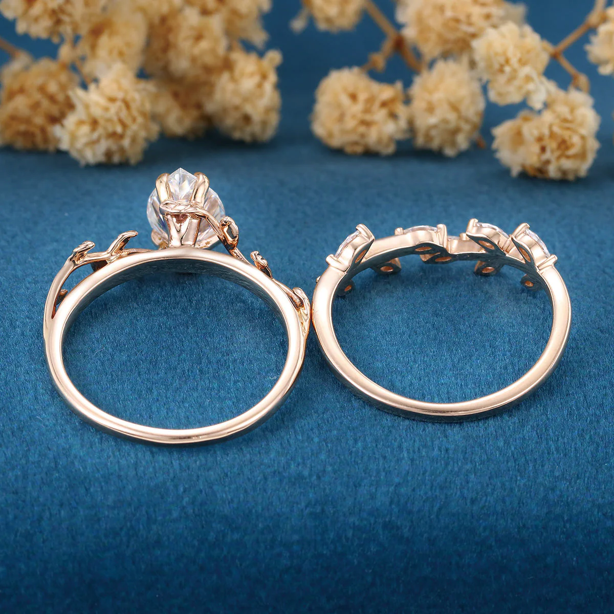 Nature Inspired Pear Cut Lab-Grown Diamond Bridal Set - Image 6