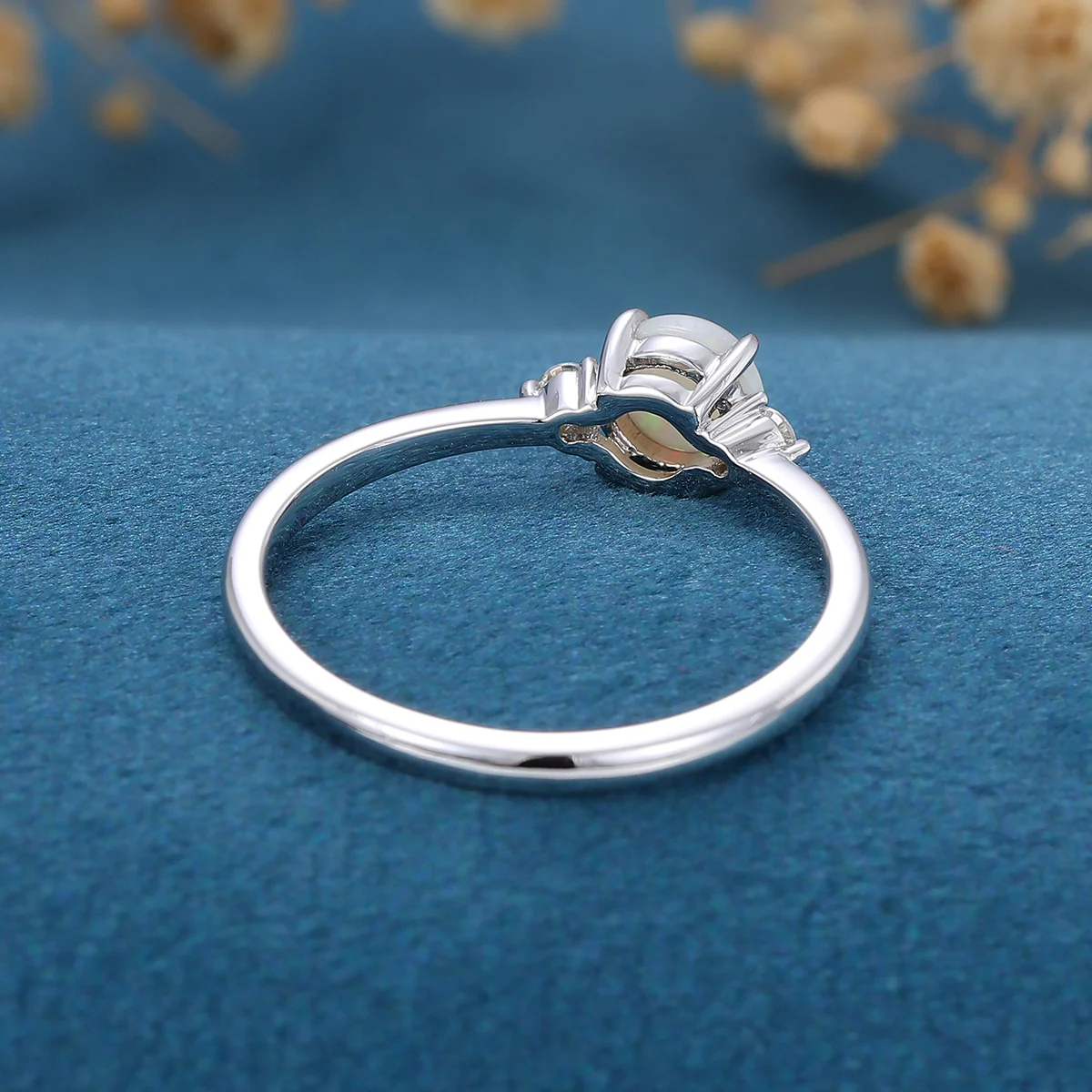 Round cut Opal | Aquamarine Engagement ring - Image 6