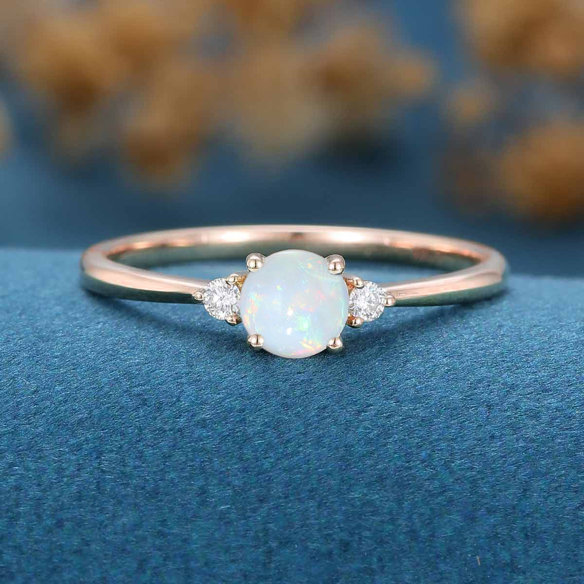Round cut Opal | Aquamarine Engagement ring - Image 8
