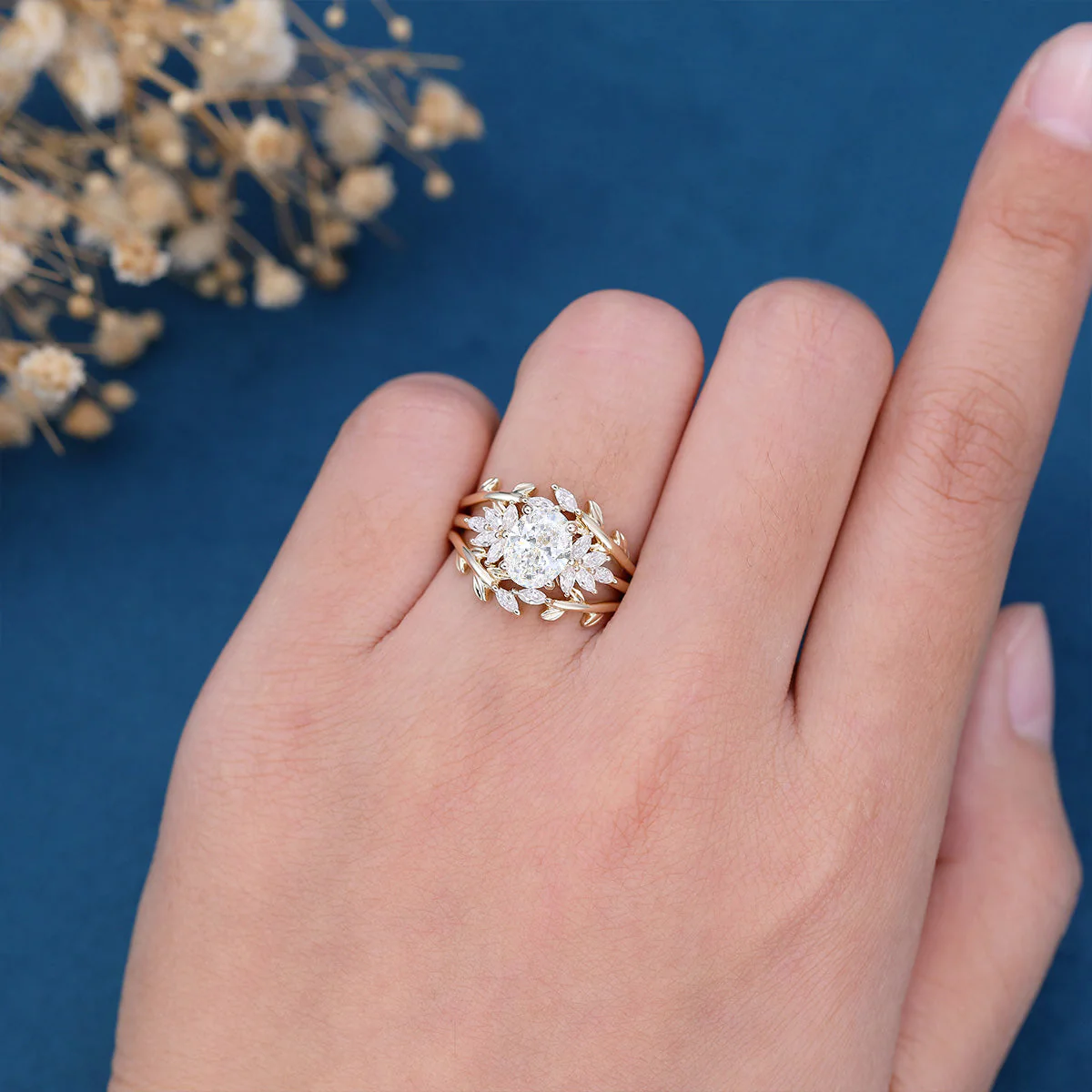 Oval cut 1.5Carat Lab grown Diamond Wedding bridal set - Image 2