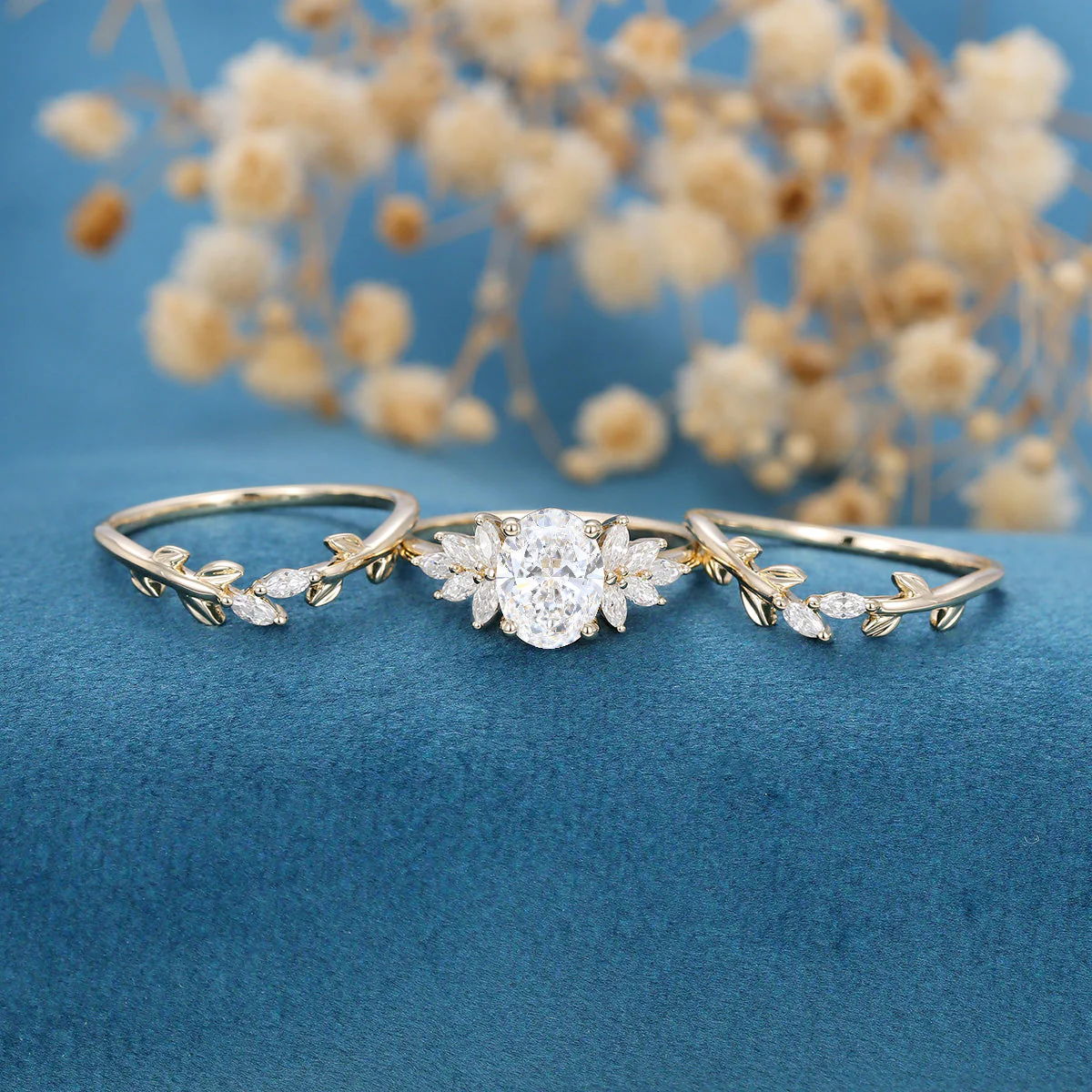 Oval cut 1.5Carat Lab grown Diamond Wedding bridal set - Image 3
