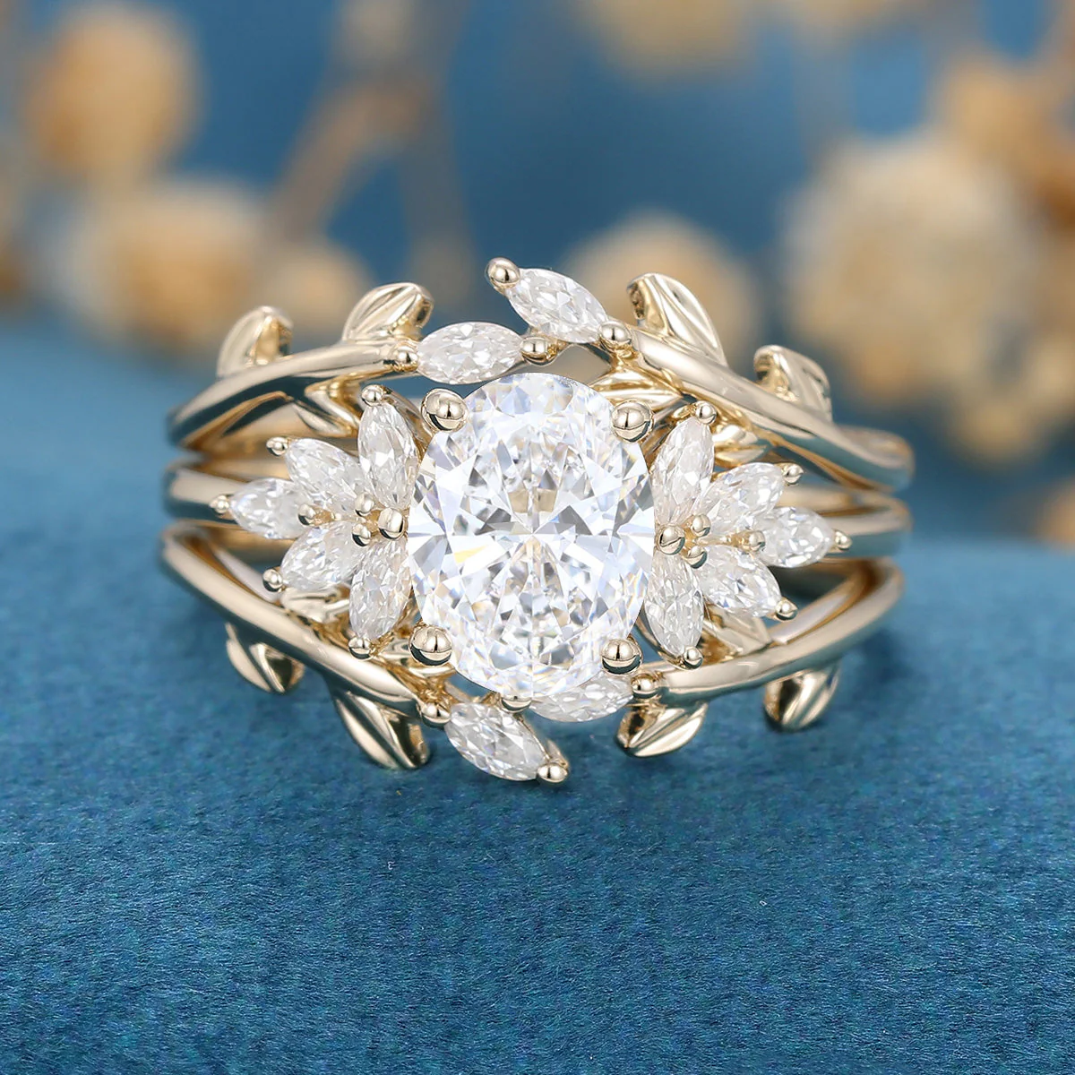 Oval cut 1.5Carat Lab grown Diamond Wedding bridal set - Image 4