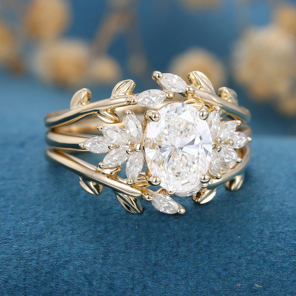 Oval cut 1.5Carat Lab grown Diamond Wedding bridal set - Image 5