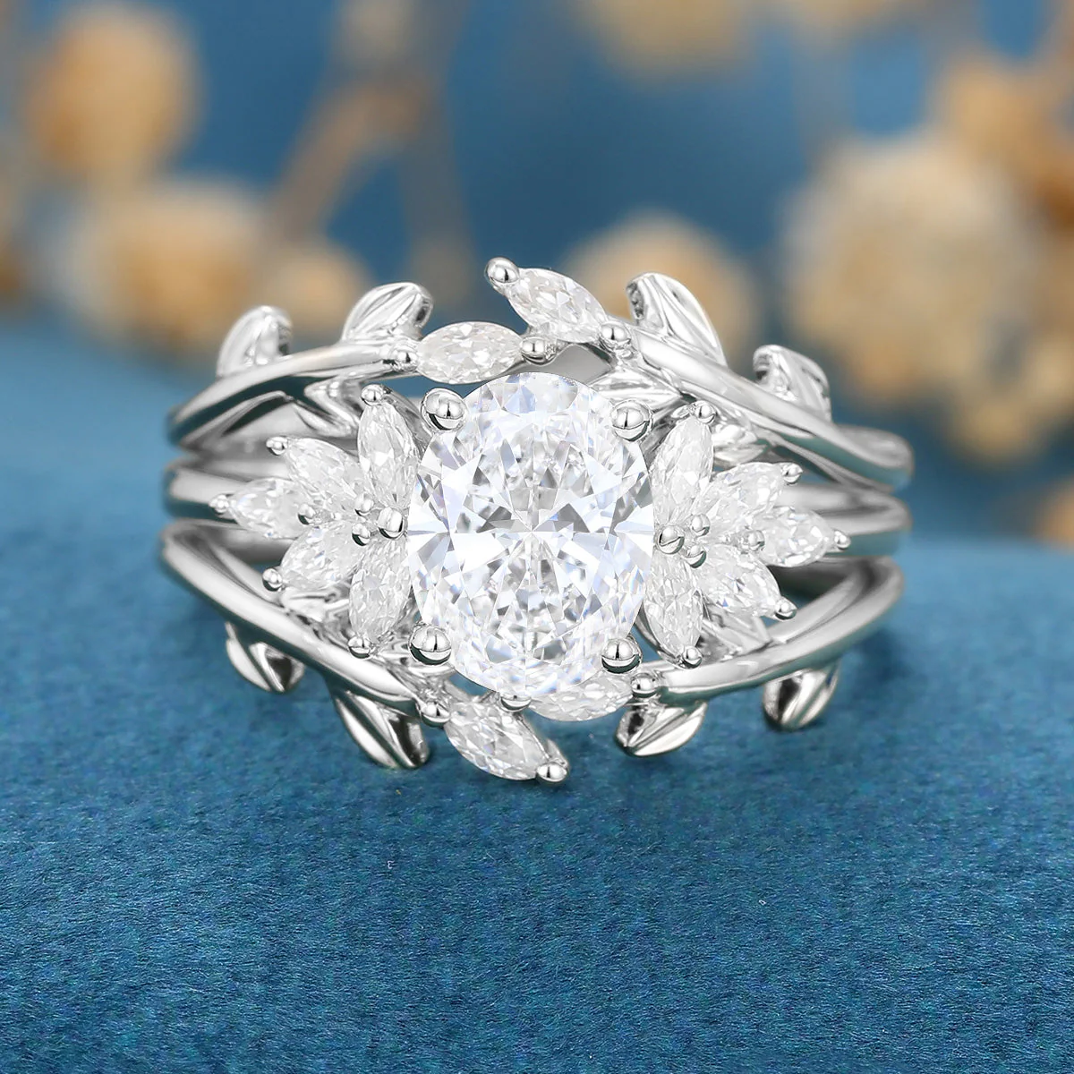 Oval cut 1.5Carat Lab grown Diamond Wedding bridal set - Image 6