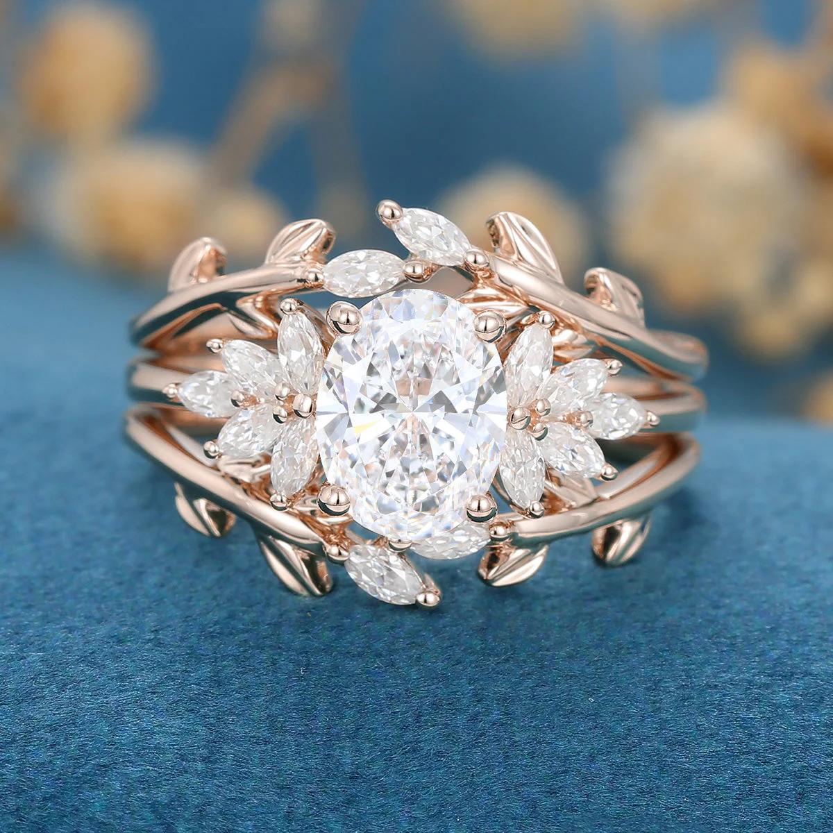 Oval cut 1.5Carat Lab grown Diamond Wedding bridal set - Image 7