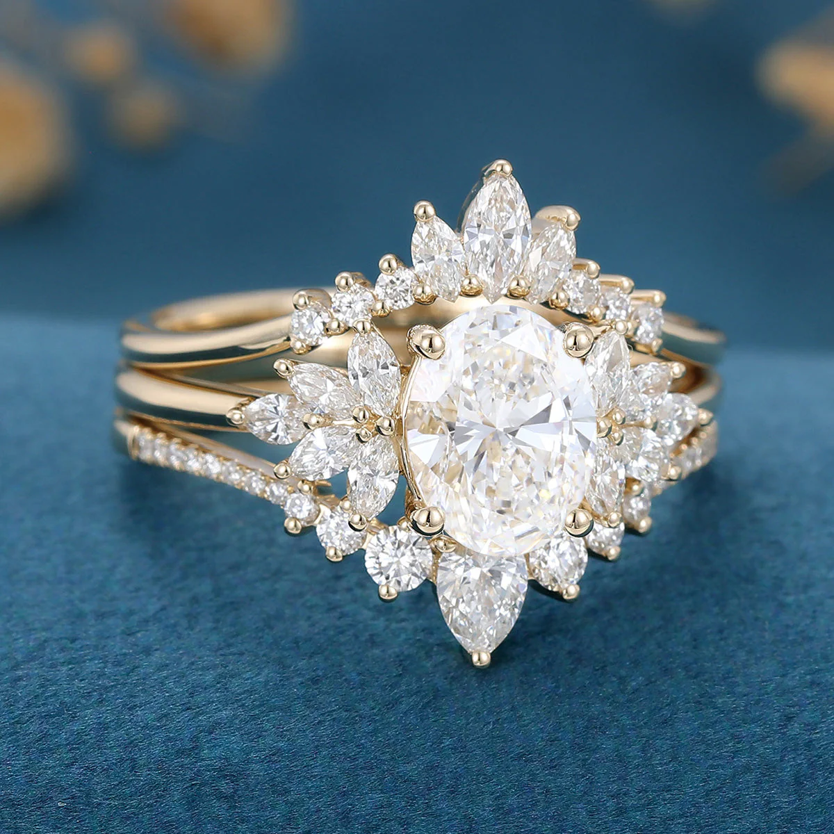 Oval cut 1.5Carat Lab grown Diamond Wedding bridal set - Image 5