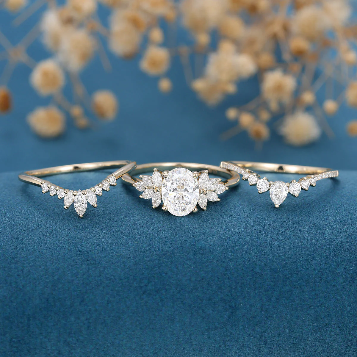 Oval cut 1.5Carat Lab grown Diamond Wedding bridal set - Image 6