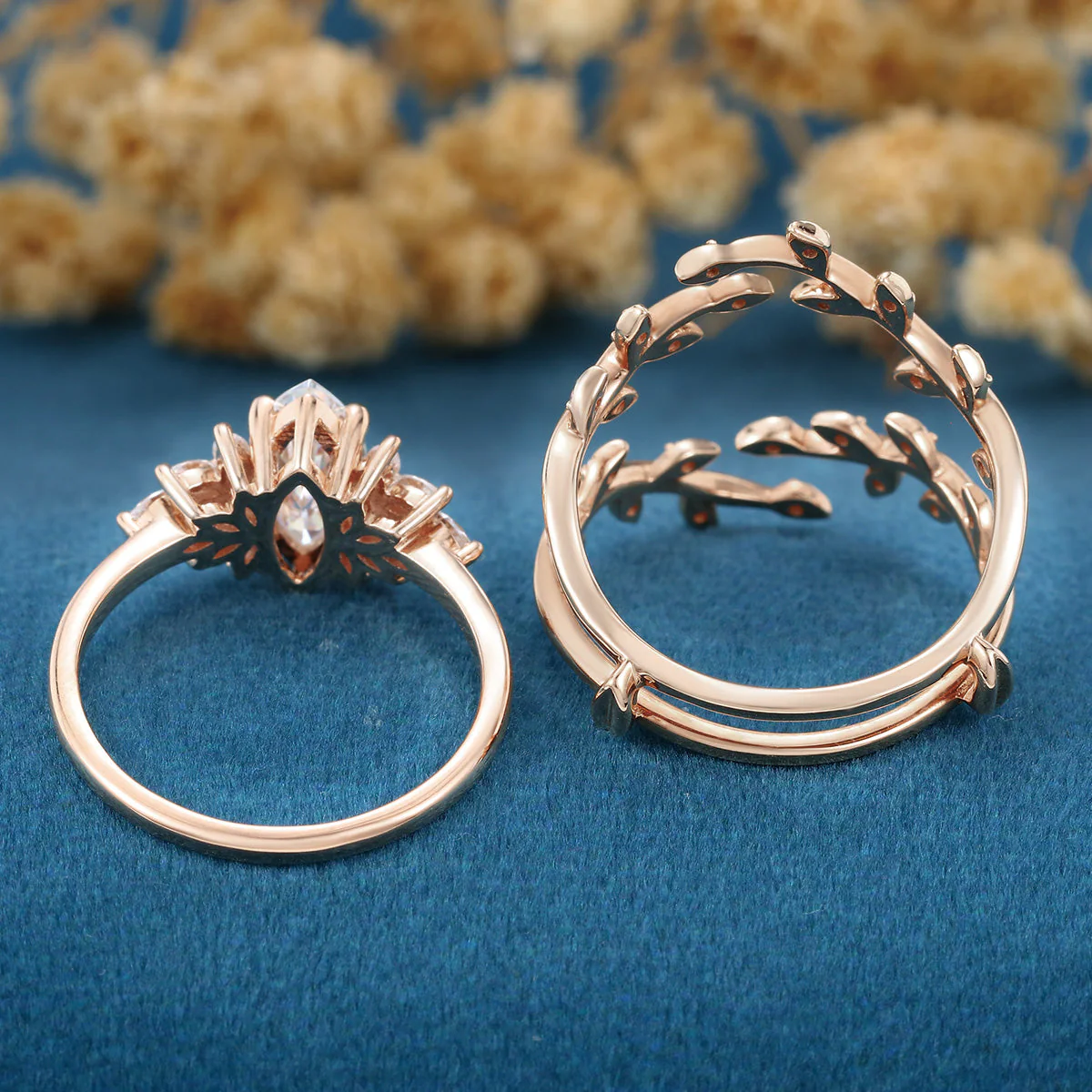 Marquise cut Lab Grown Diamond Wedding bridal set - Image 7