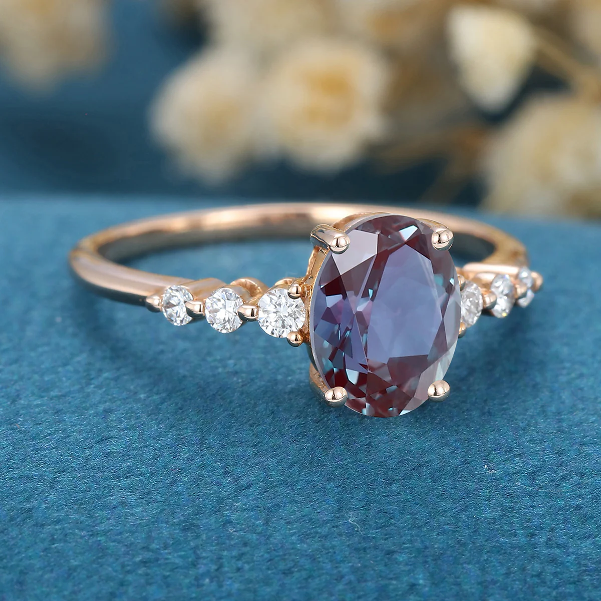 1.5Carat Oval cut Alexandrite | Diamond Engagement ring - Image 5