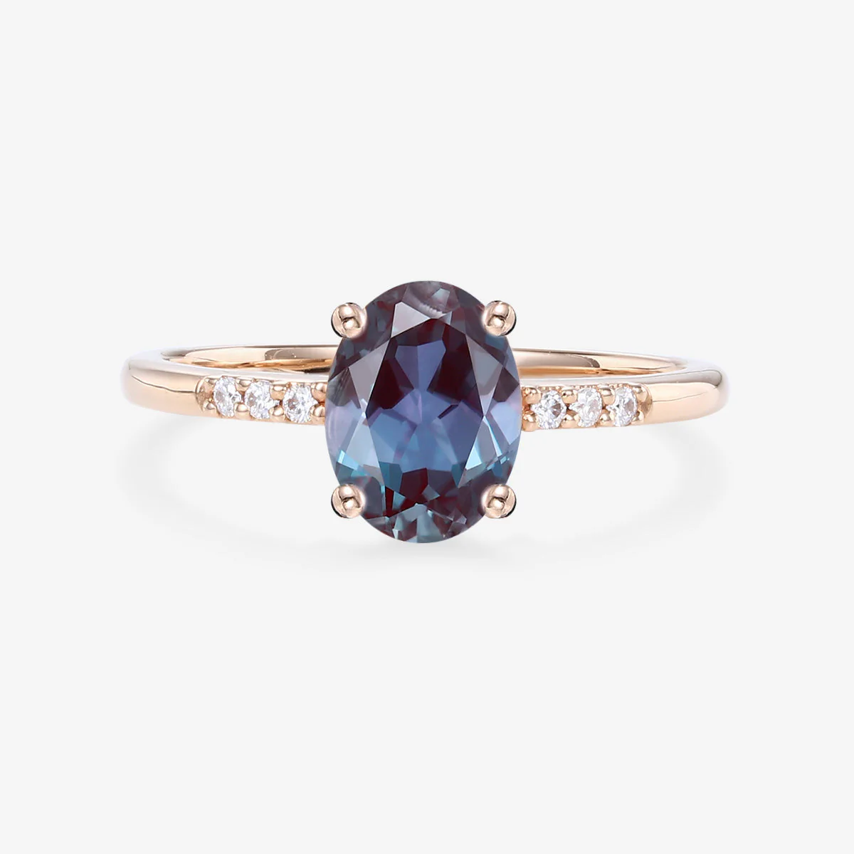 Oval cut Lab Alexandrite | Diamond Engagement ring