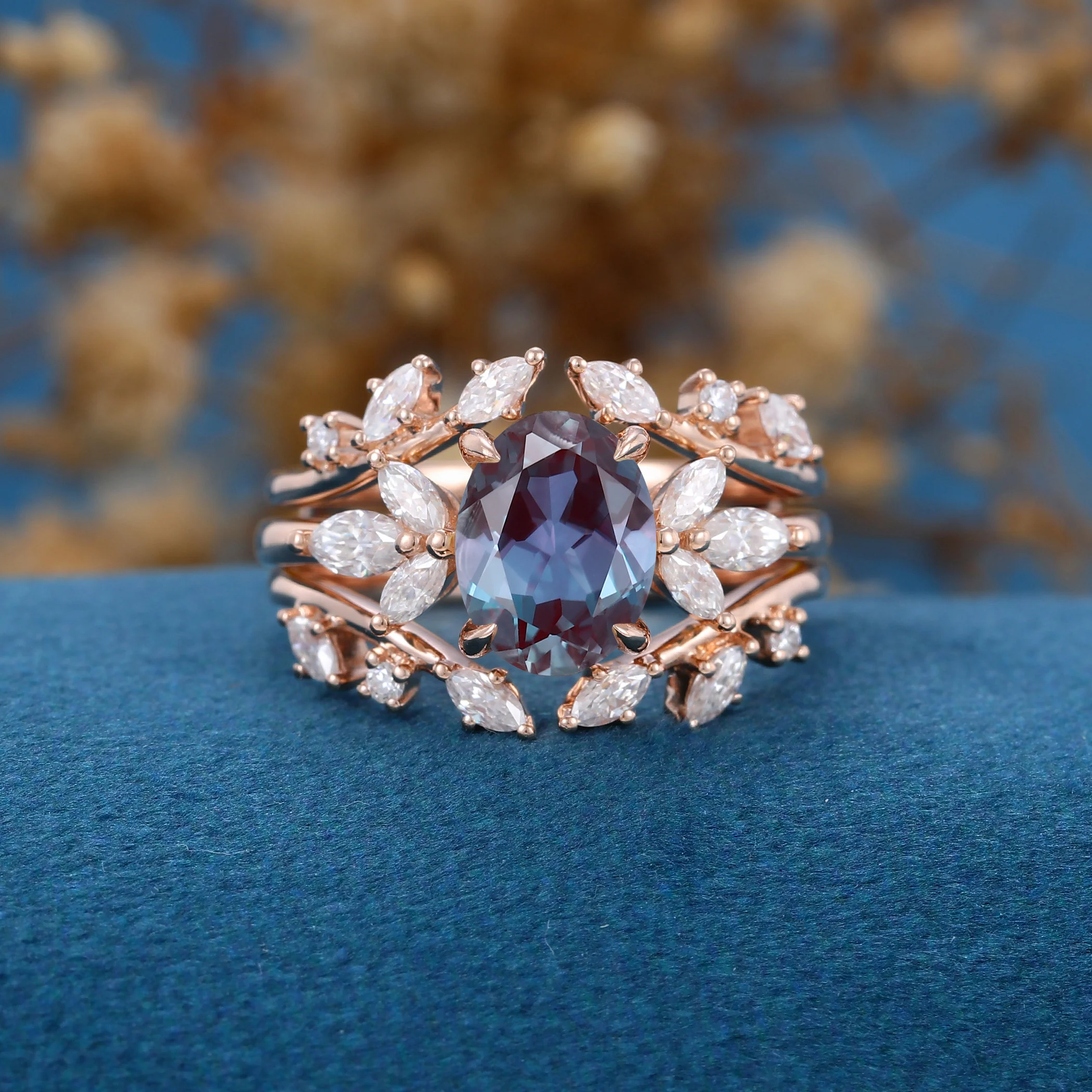 1.5Carat Oval cut Alexandrite | Diamond ring set - Image 3