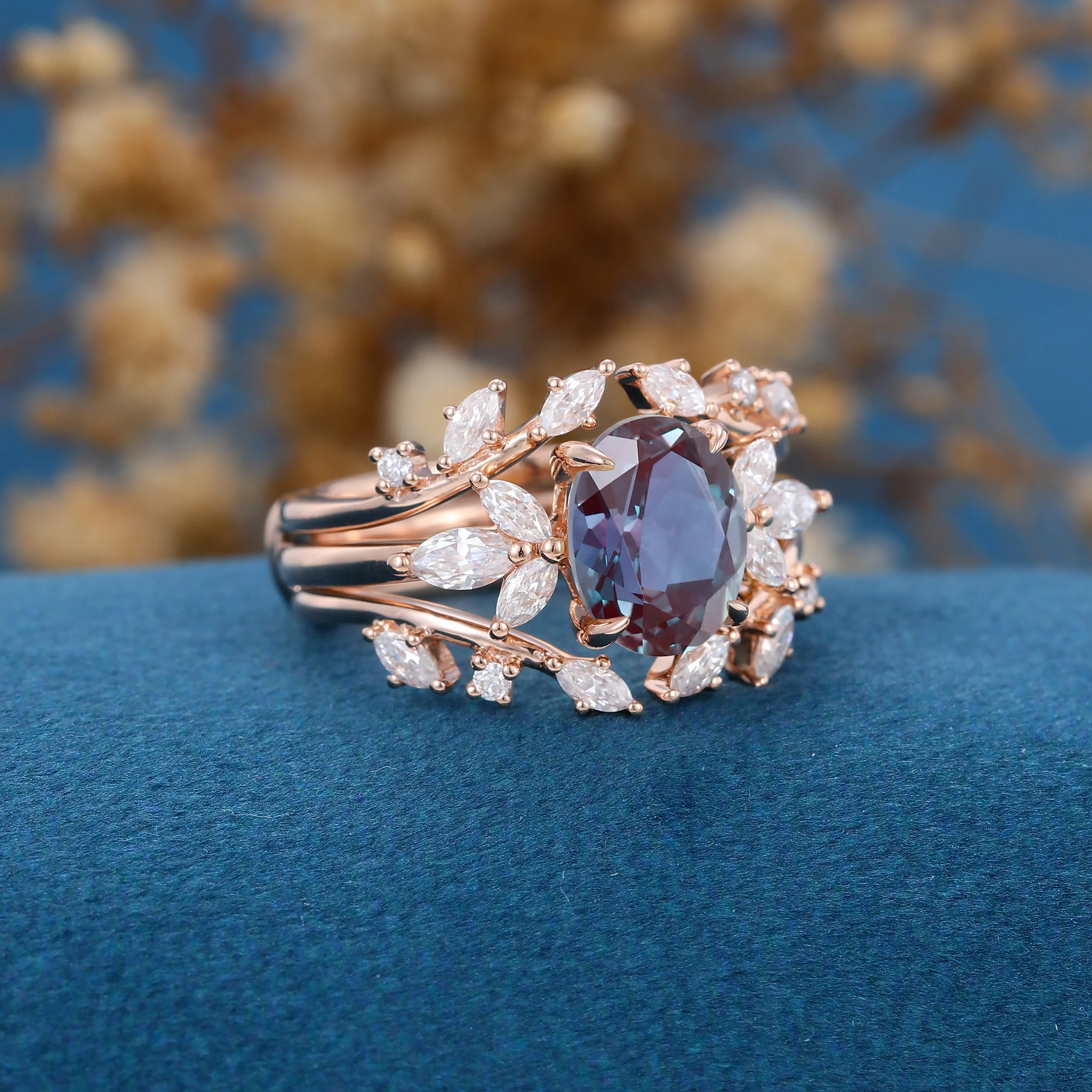 1.5Carat Oval cut Alexandrite | Diamond ring set - Image 5